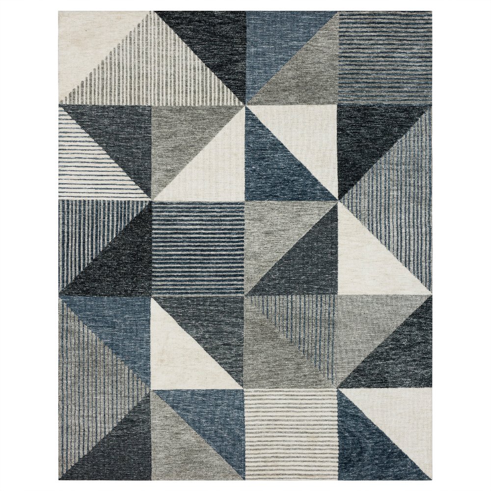 Oblique 5 x 8 Geometric Blue Area Rug