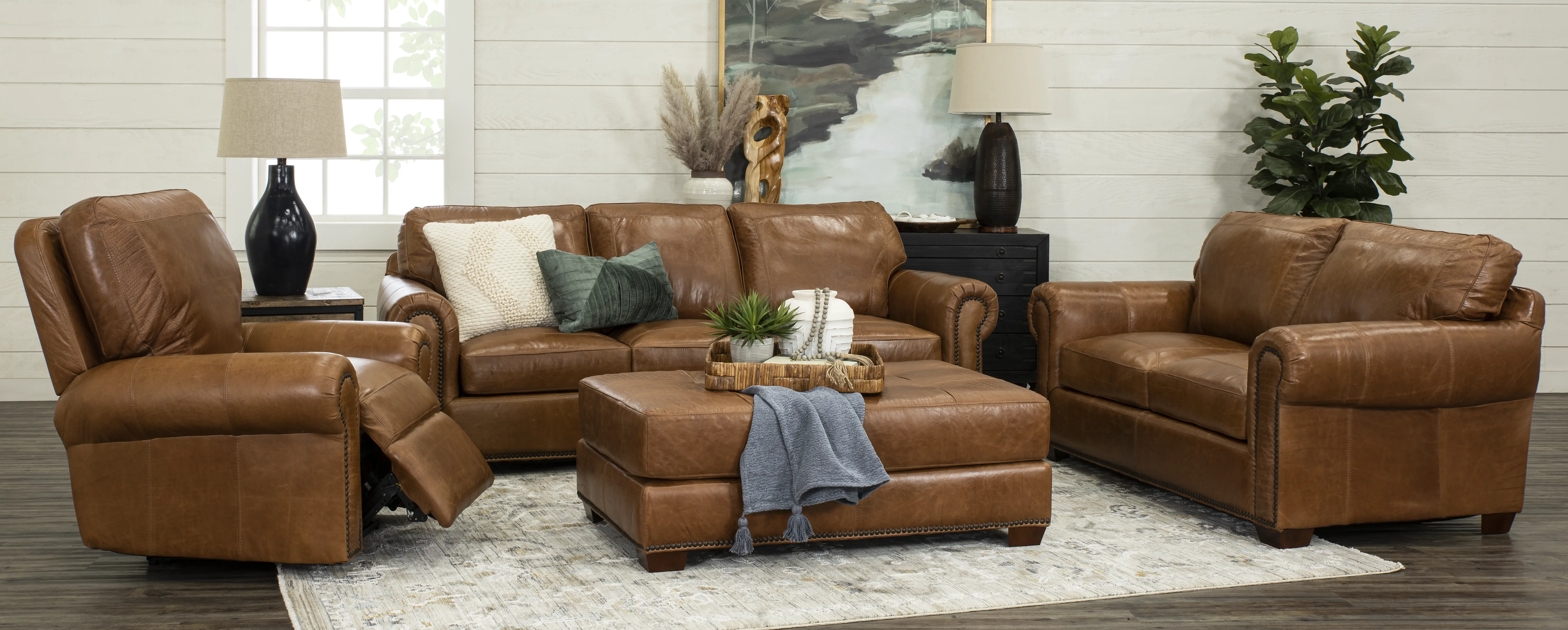 Tahoe Saddle Brown Leather Sofa-2