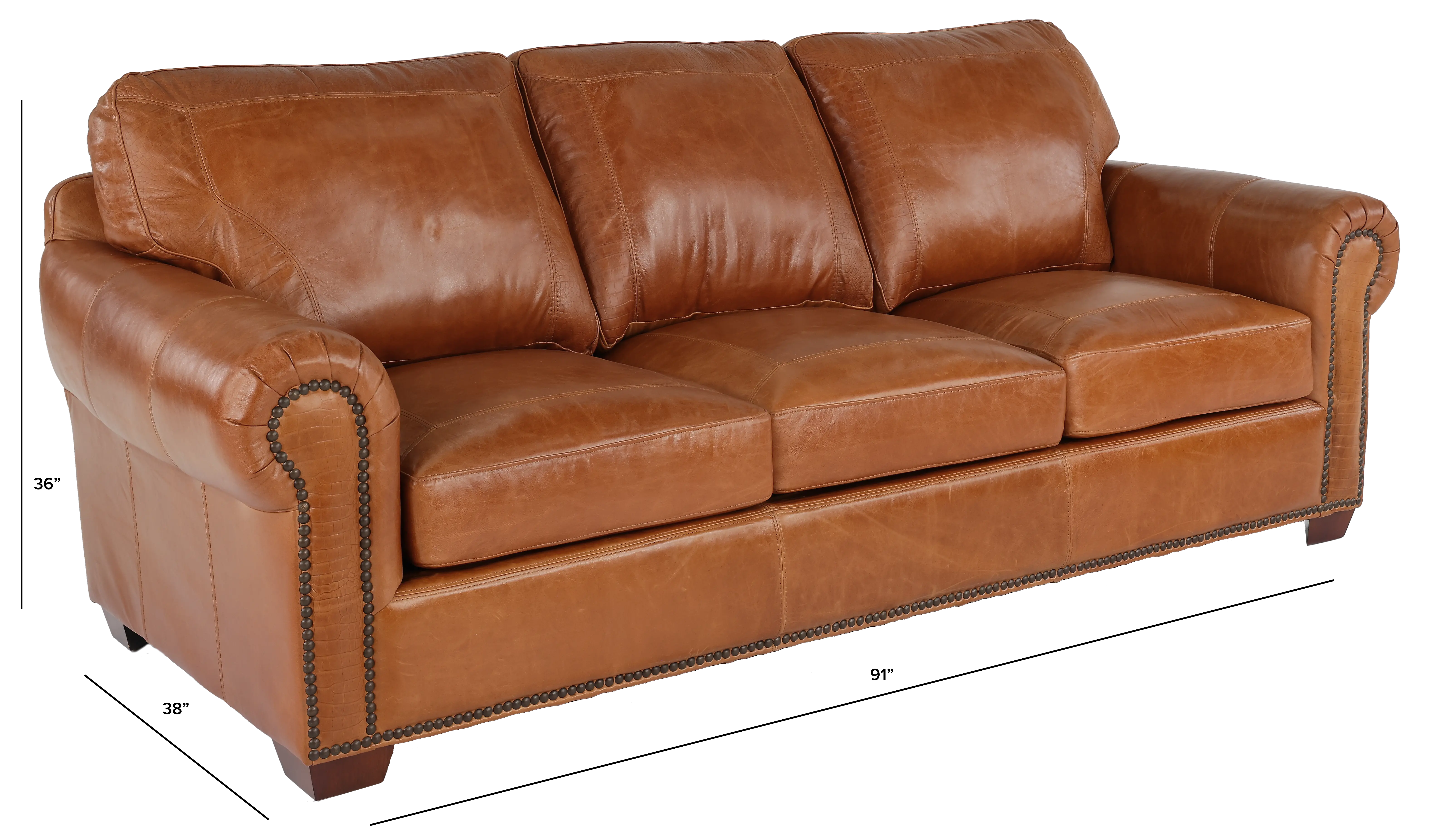 Tahoe Saddle Brown Leather Sofa-3