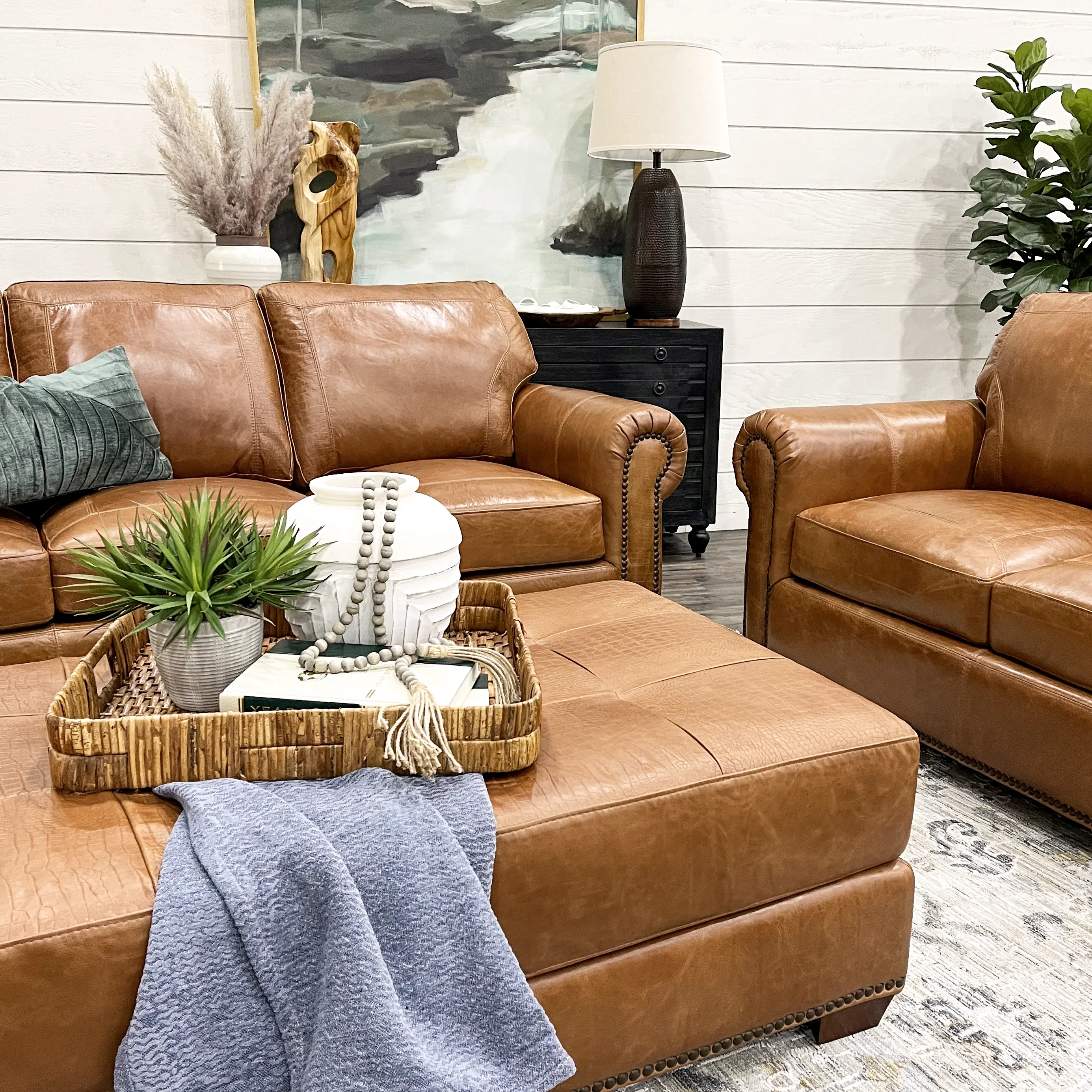 Tahoe Saddle Brown Leather Sofa-8