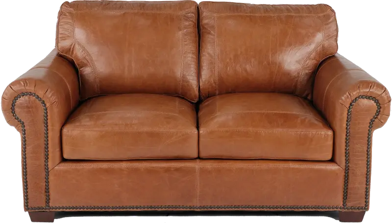 Tahoe Saddle Brown Leather Loveseat