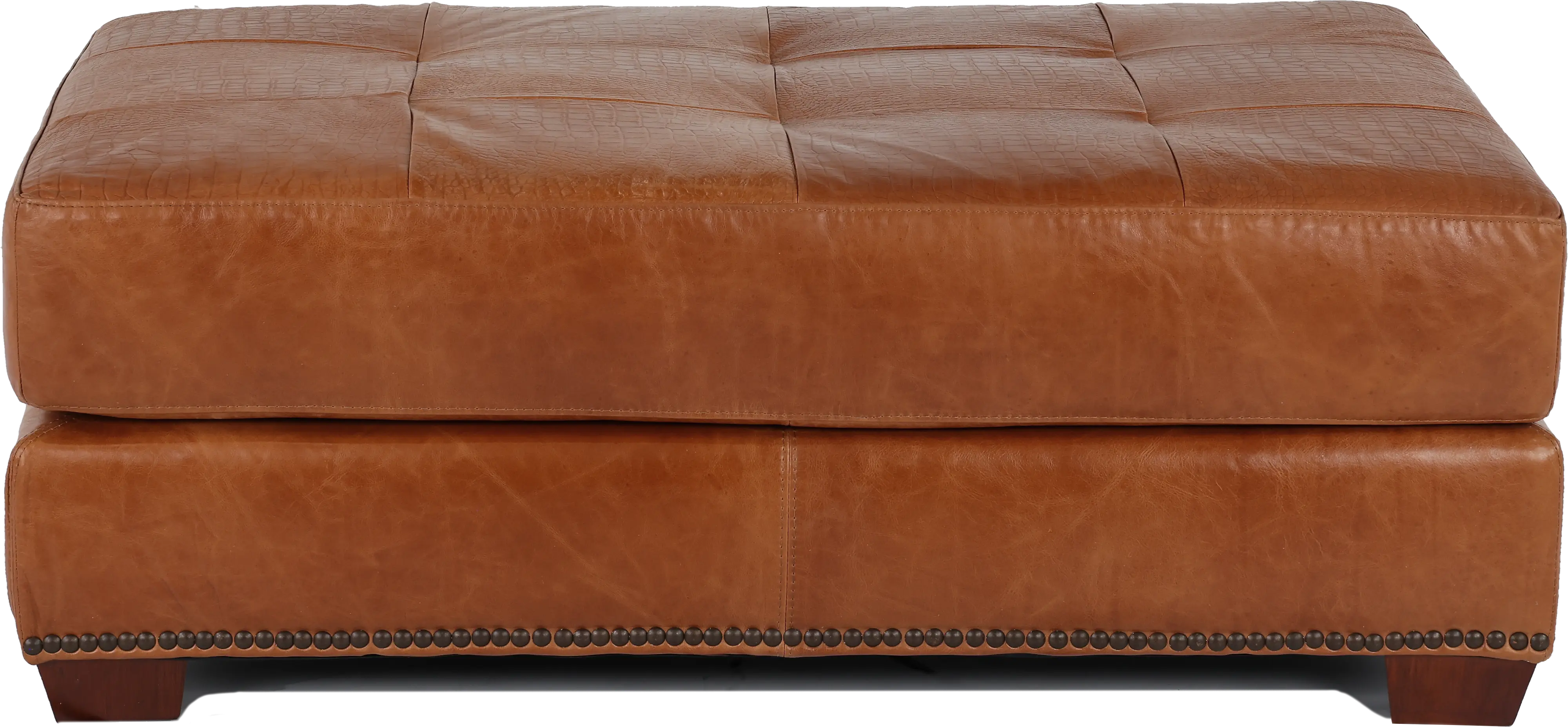 Tahoe Saddle Brown Leather Cocktail Ottoman-1