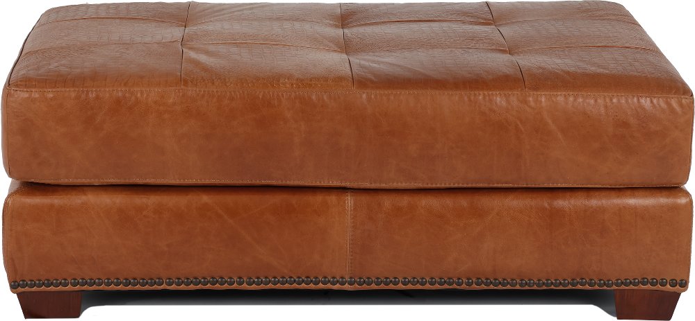 Tahoe Saddle Brown Leather Cocktail Ottoman