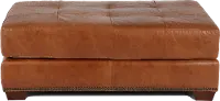 Tahoe Saddle Brown Leather Cocktail Ottoman