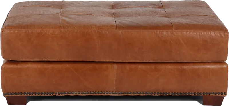 Tahoe Saddle Brown Leather Cocktail Ottoman
