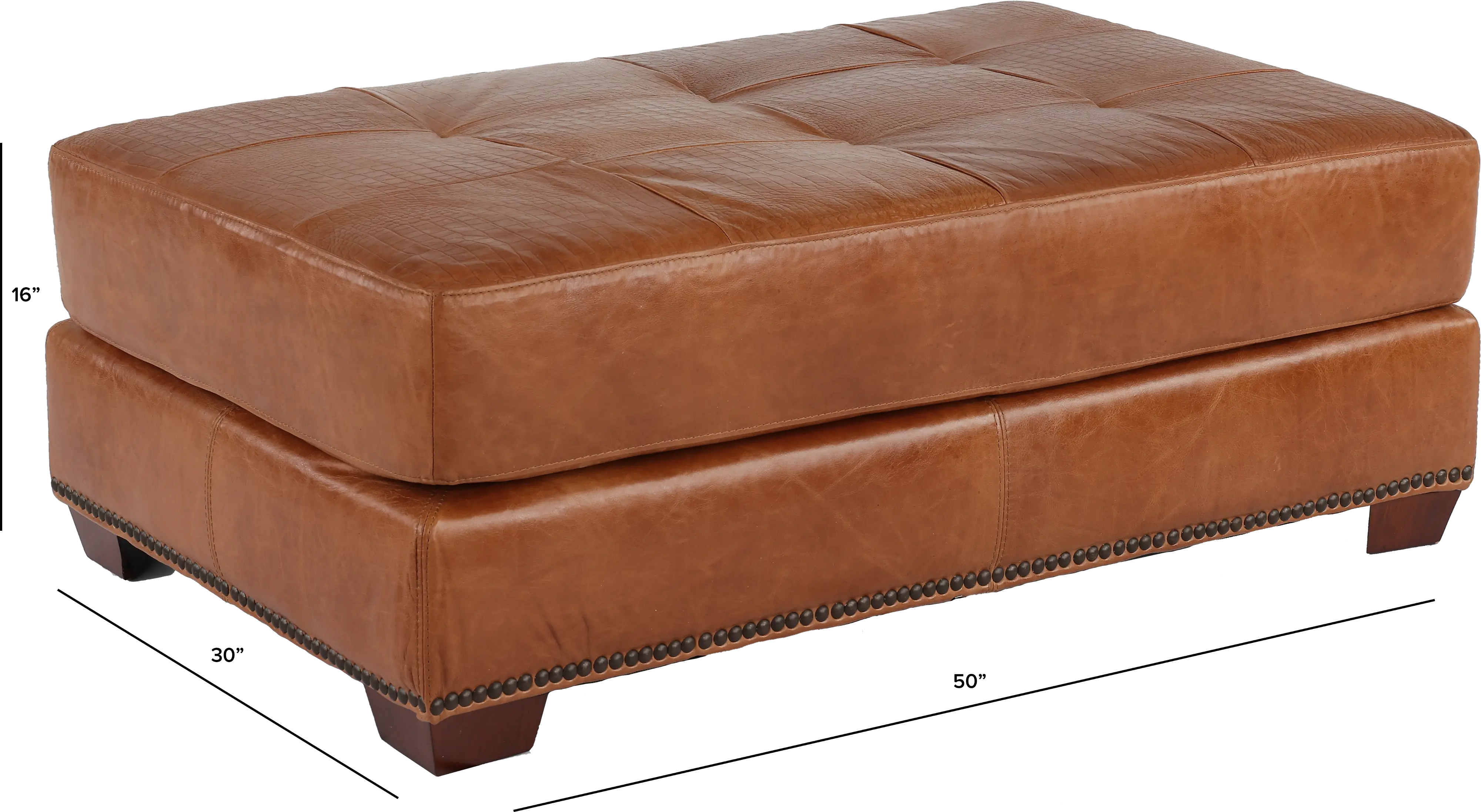 Tahoe Saddle Brown Leather Cocktail Ottoman-3
