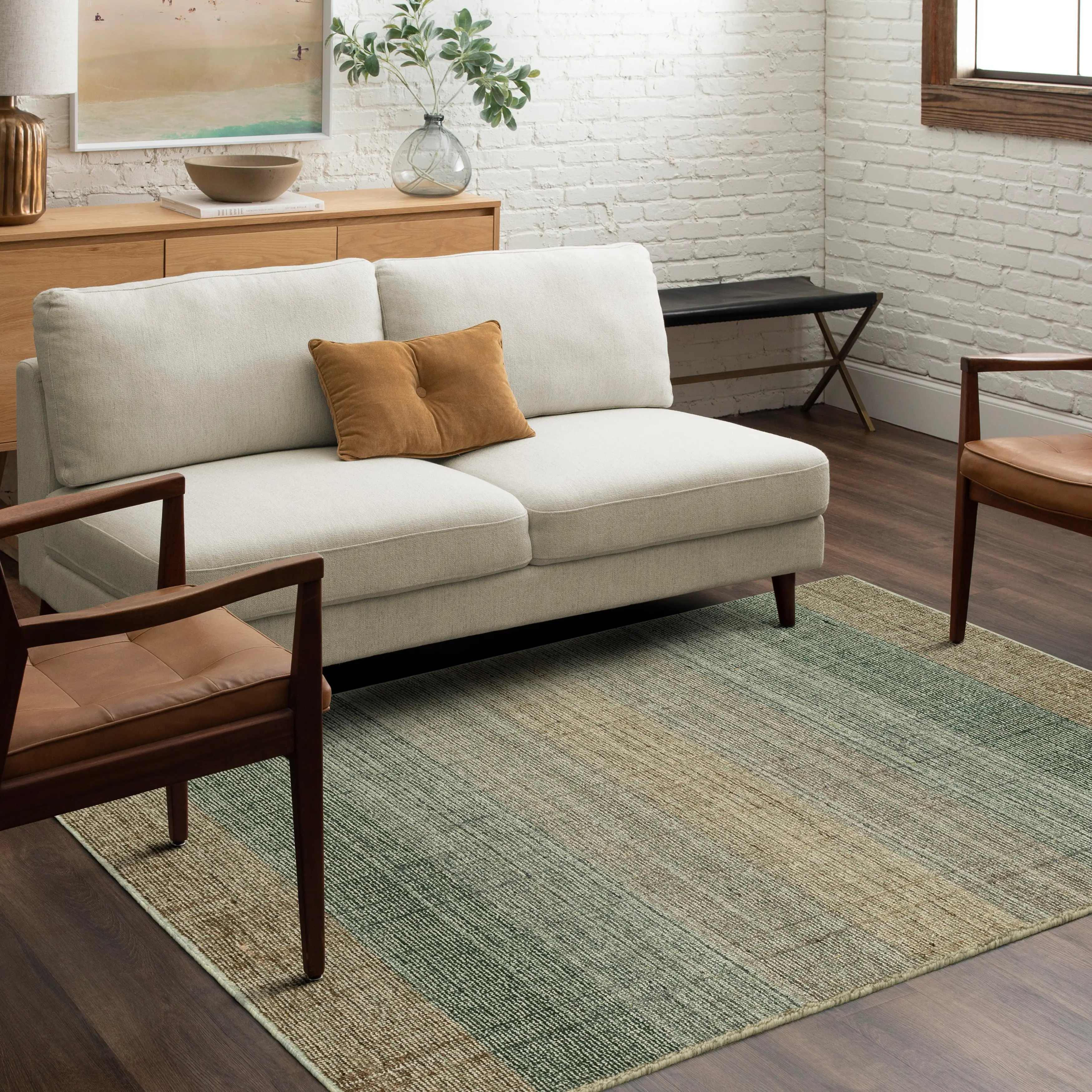 RG864-026/5X8-RUG Wabi Sabi 5 x 8 Natural Teal Area Rug-3