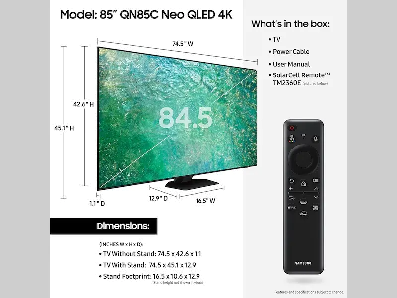 QN85QN85CAFXZA Samsung 85  QN85C Smart Neo QLED 4K UHD TV-5