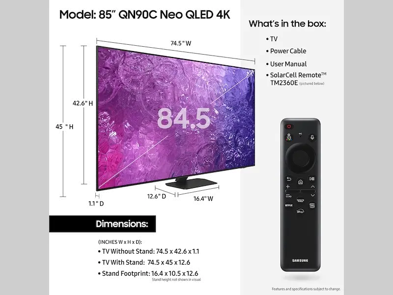 QN85QN90CAFXZA Samsung 85  QN90C Smart Neo QLED 4K UHD TV-5