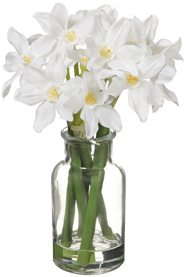 9 Inch Faux White Narcissus Arrangement-1