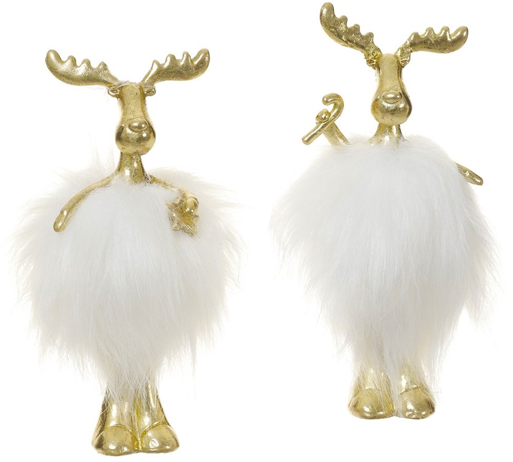 Assorted 6.5 Inch White and Gold Moose