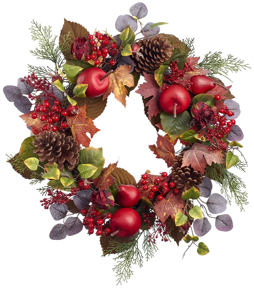 21 Inch Apple, Berry, and Cone Wreath-1