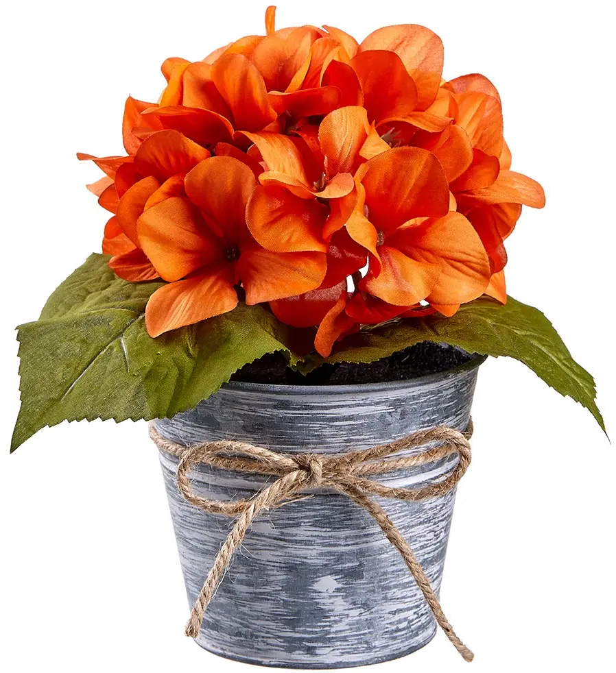 8 Inch Hydrangea In Tin Pot-1