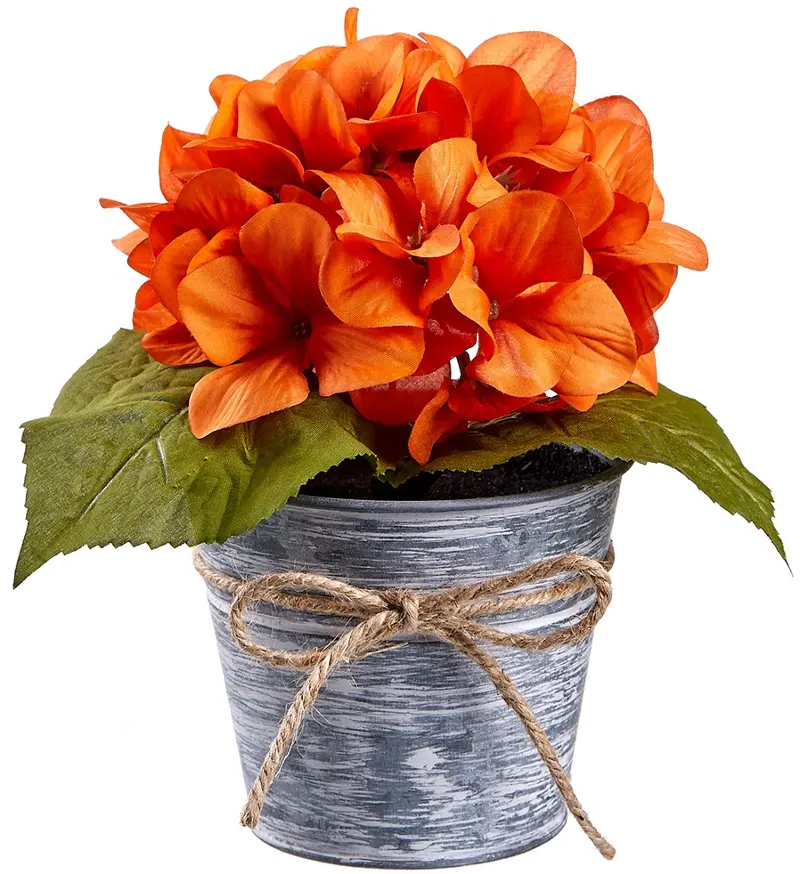 8 Inch Hydrangea In Tin Pot
