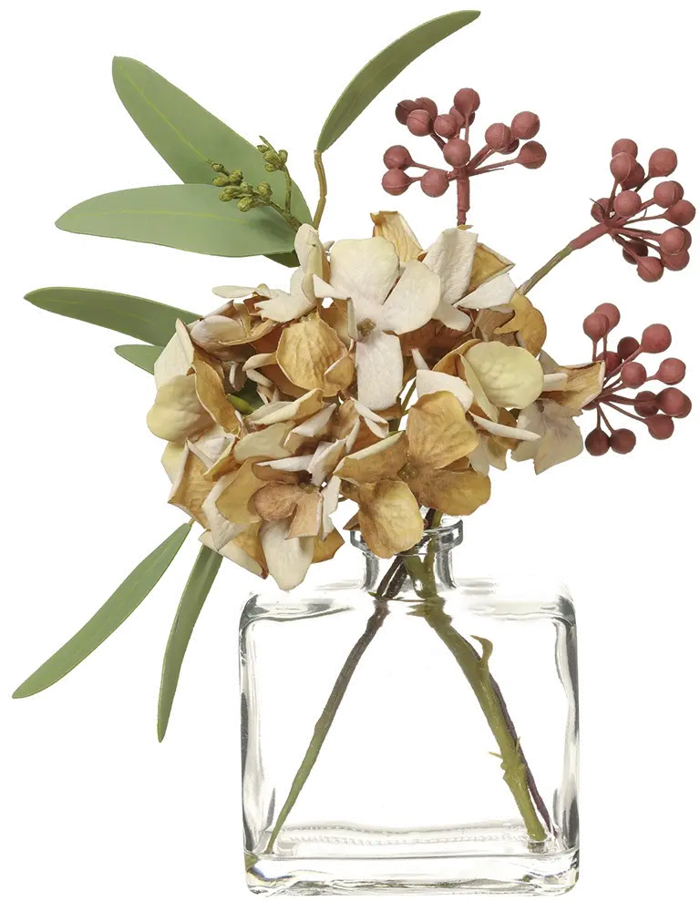 8 Inch Beige Hydrangea Glass Vase-1