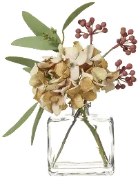 8 Inch Beige Hydrangea Glass Vase