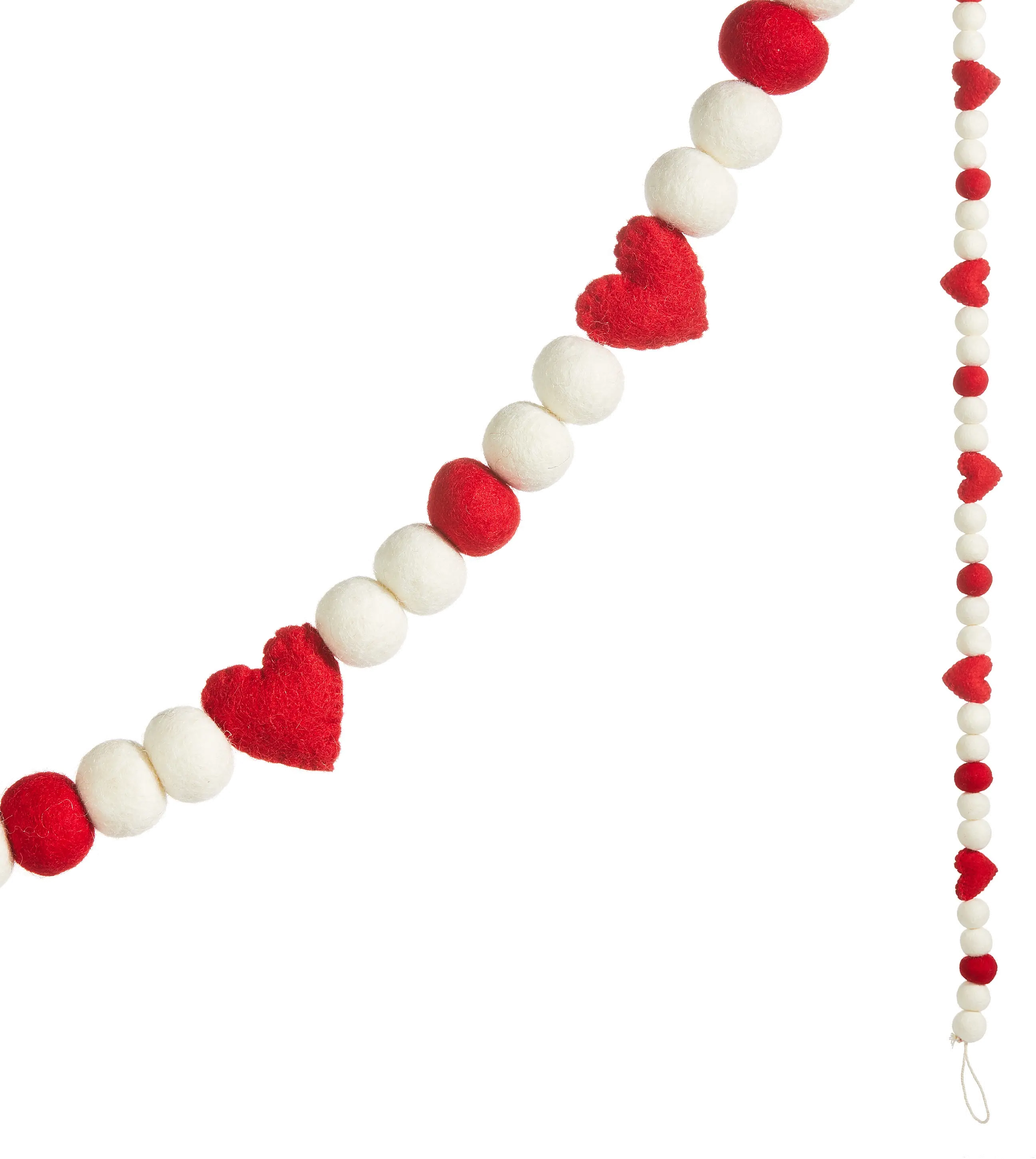 G4371776/HRT-GRLAND Red and White Pom and Heart Felt Garland-1