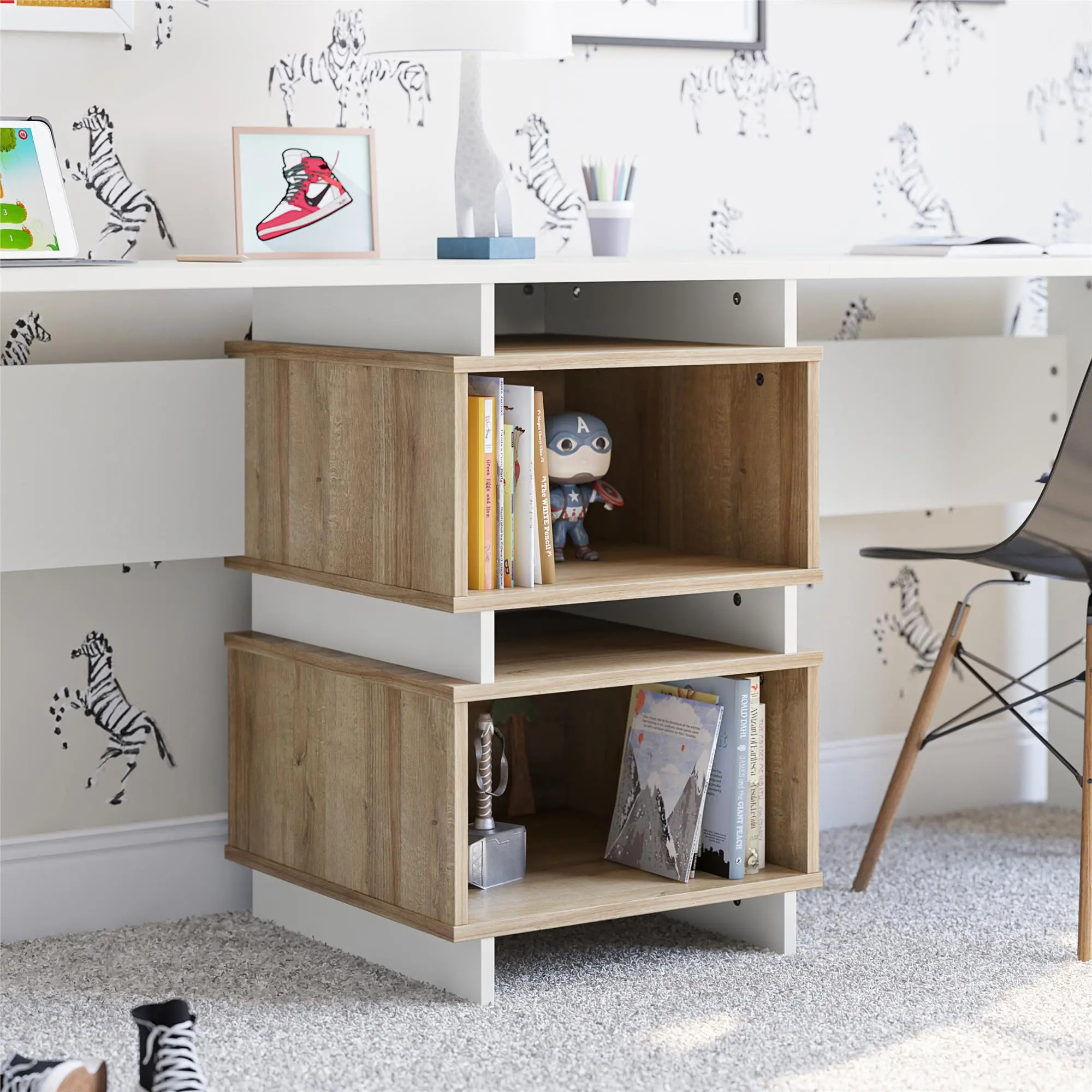 Nelson White & Natural Oak 2 Way Desk-3