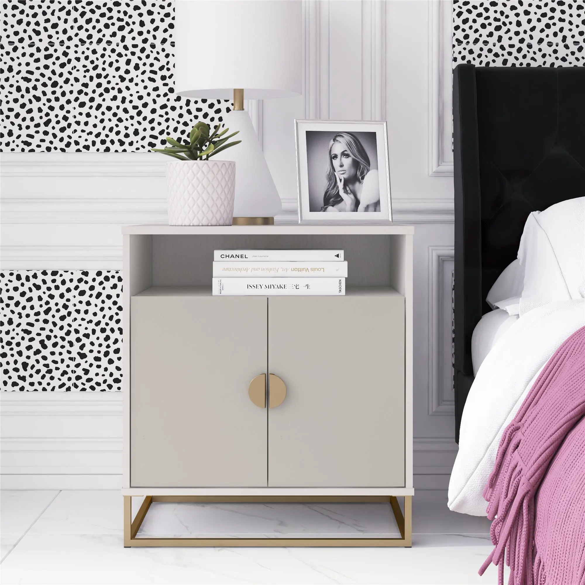 Paris Hilton x Novogratz Kelly Glam White Accent Cabinet-2