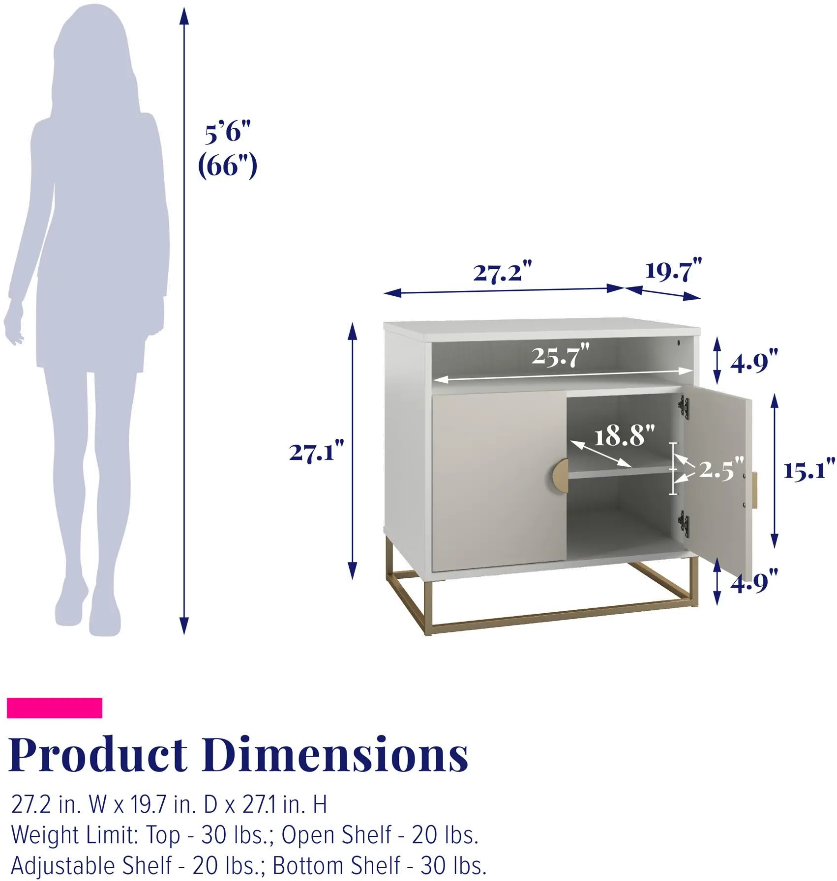 Paris Hilton x Novogratz Kelly Glam White Accent Cabinet-7