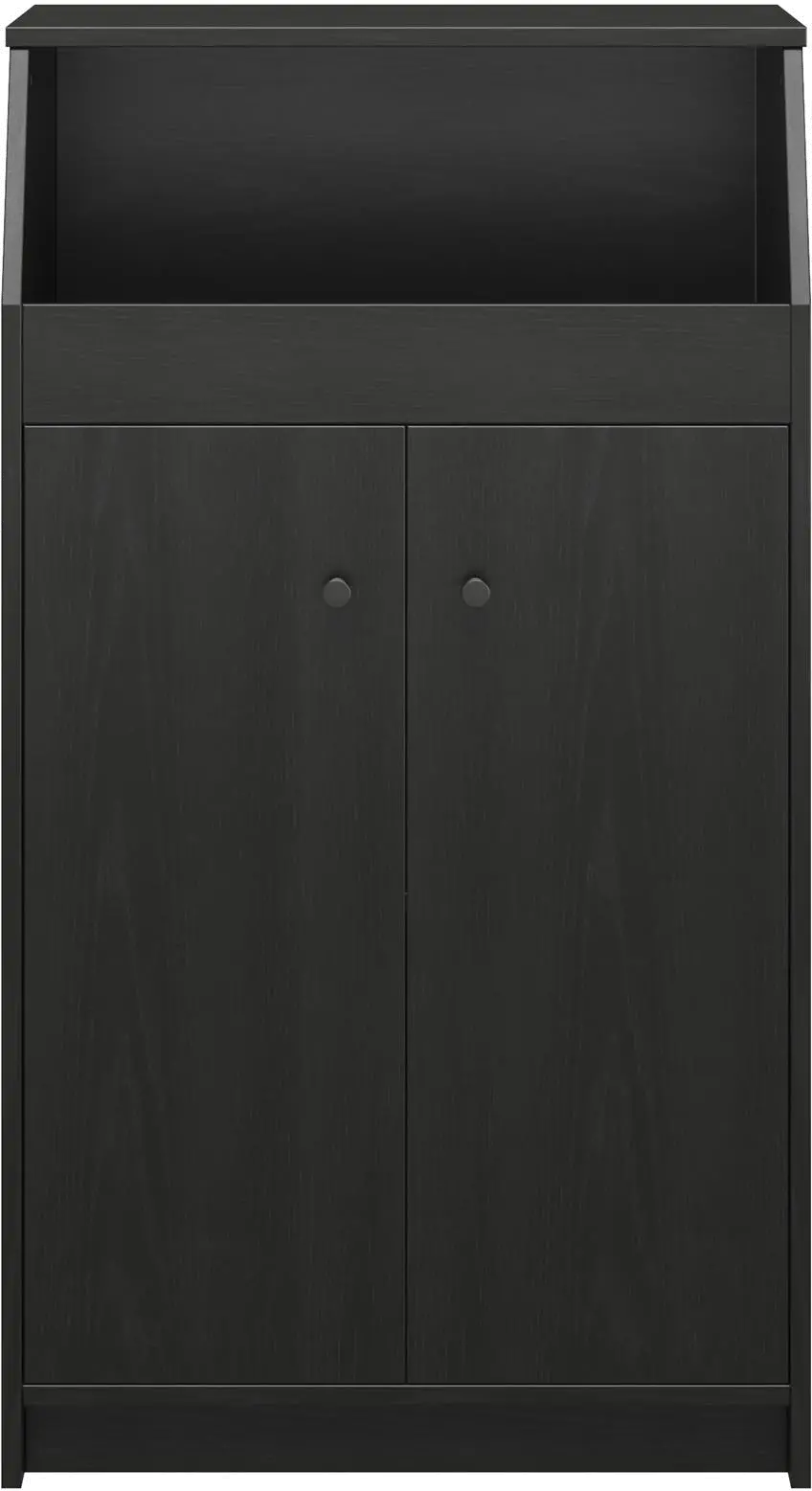 The Loft Black Oak 2-Door Storage Tower-1