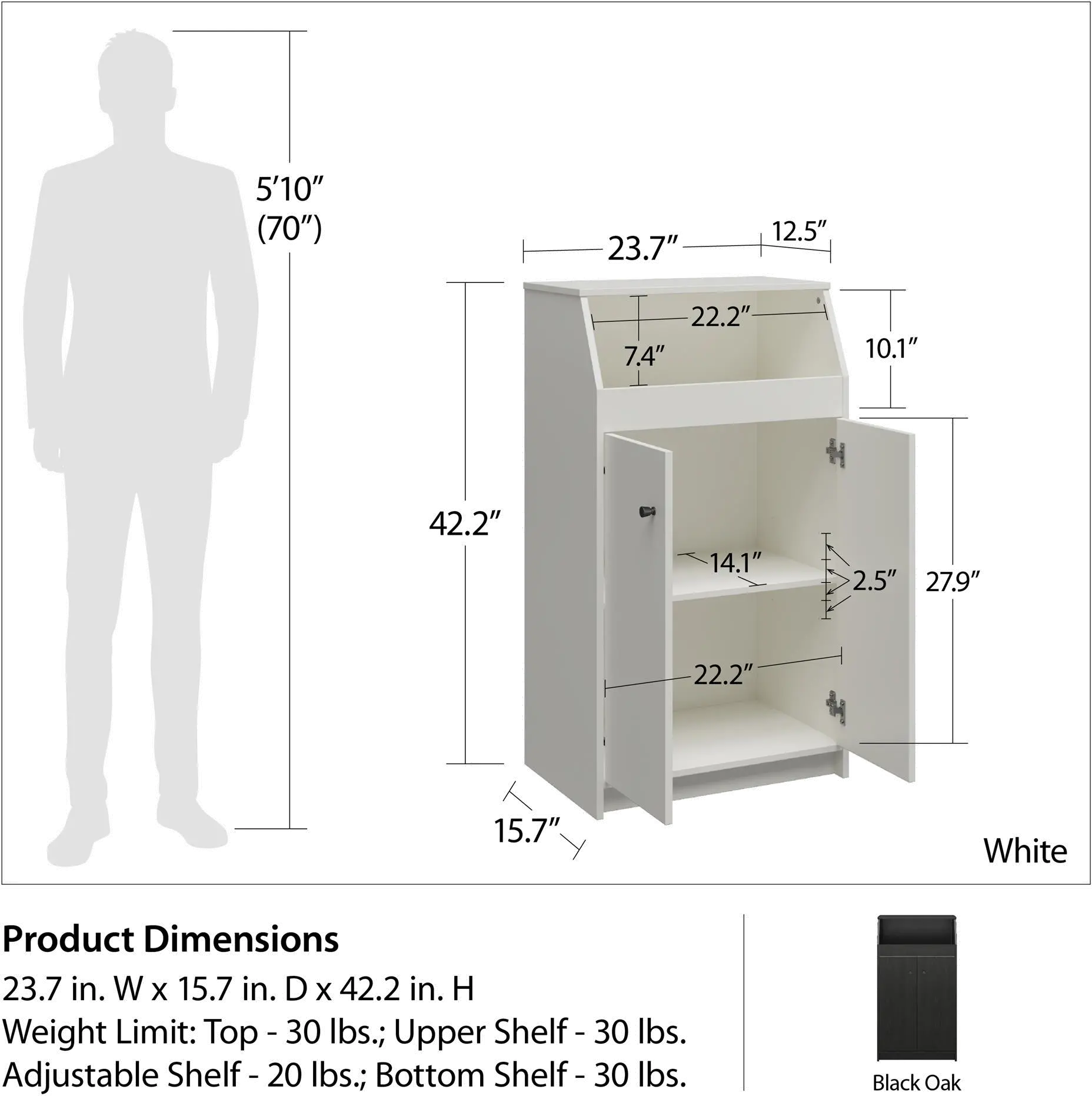 The Loft Black Oak 2-Door Storage Tower-9