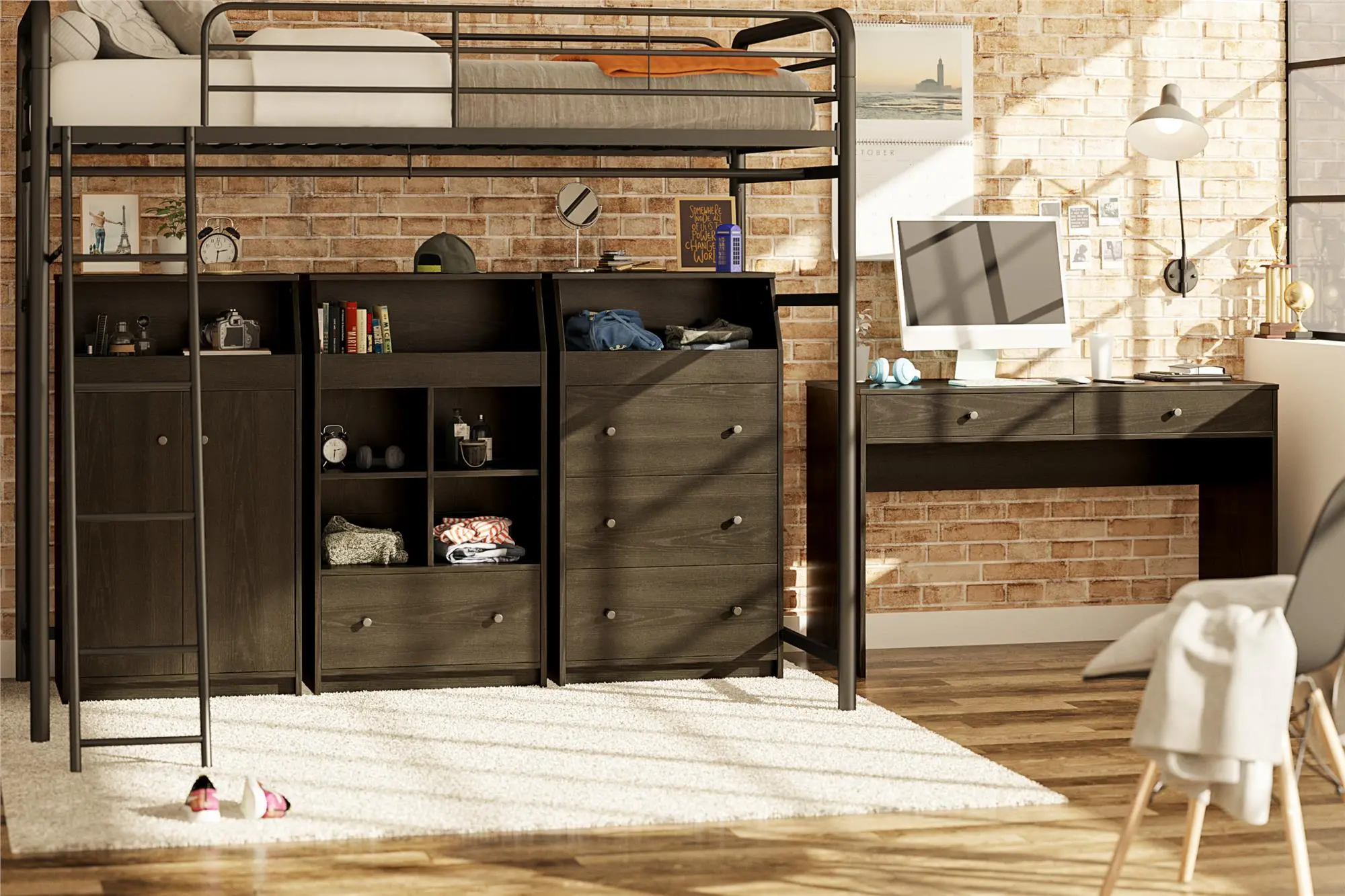 The Loft Black Oak 2-Drawer Writing Desk-3