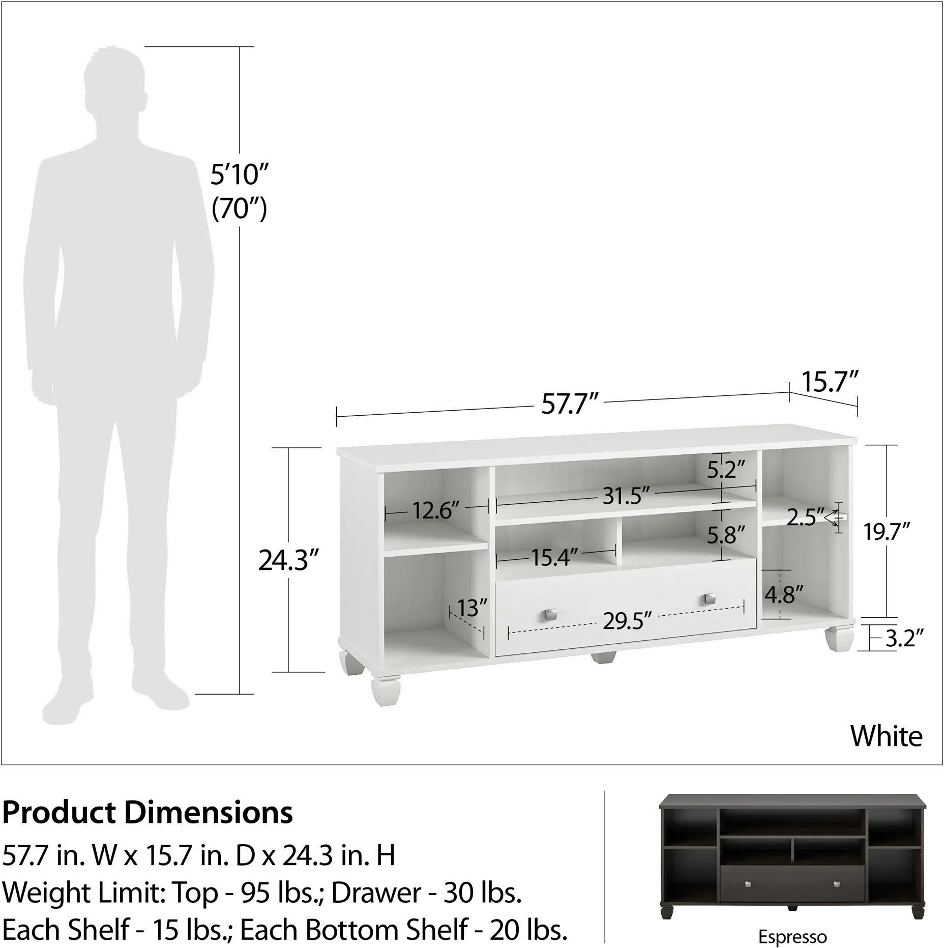 Brett 57  White TV Stand-4