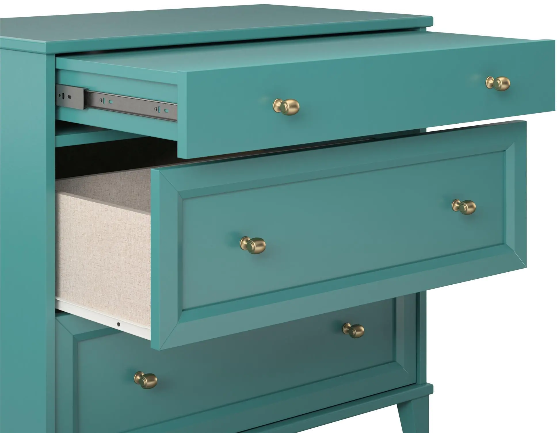 Monticello Emerald Green 2 Drawer Cabinet w/ Pull-out Desk-4
