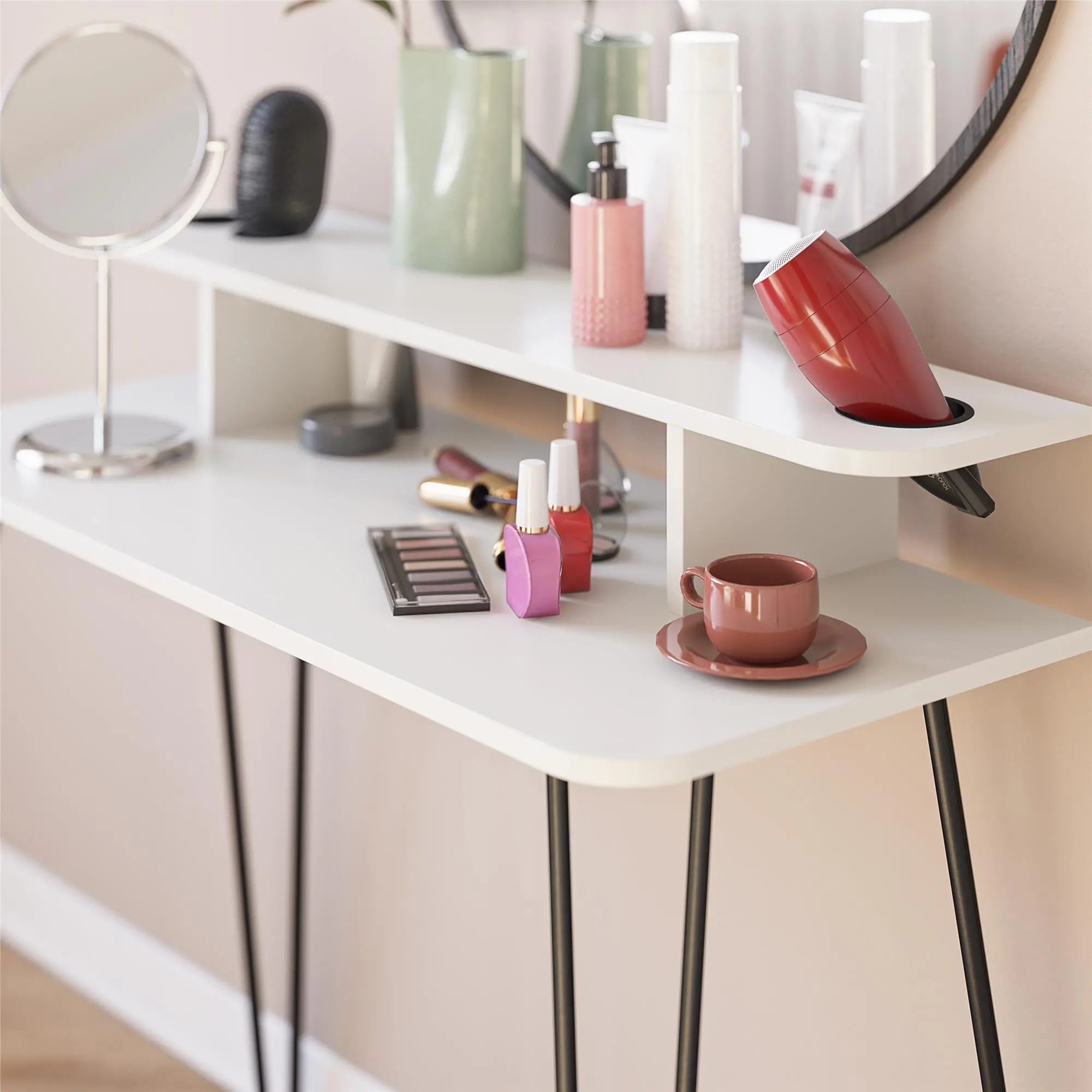 Kimberly White Mid-Century Modern Vanity-3