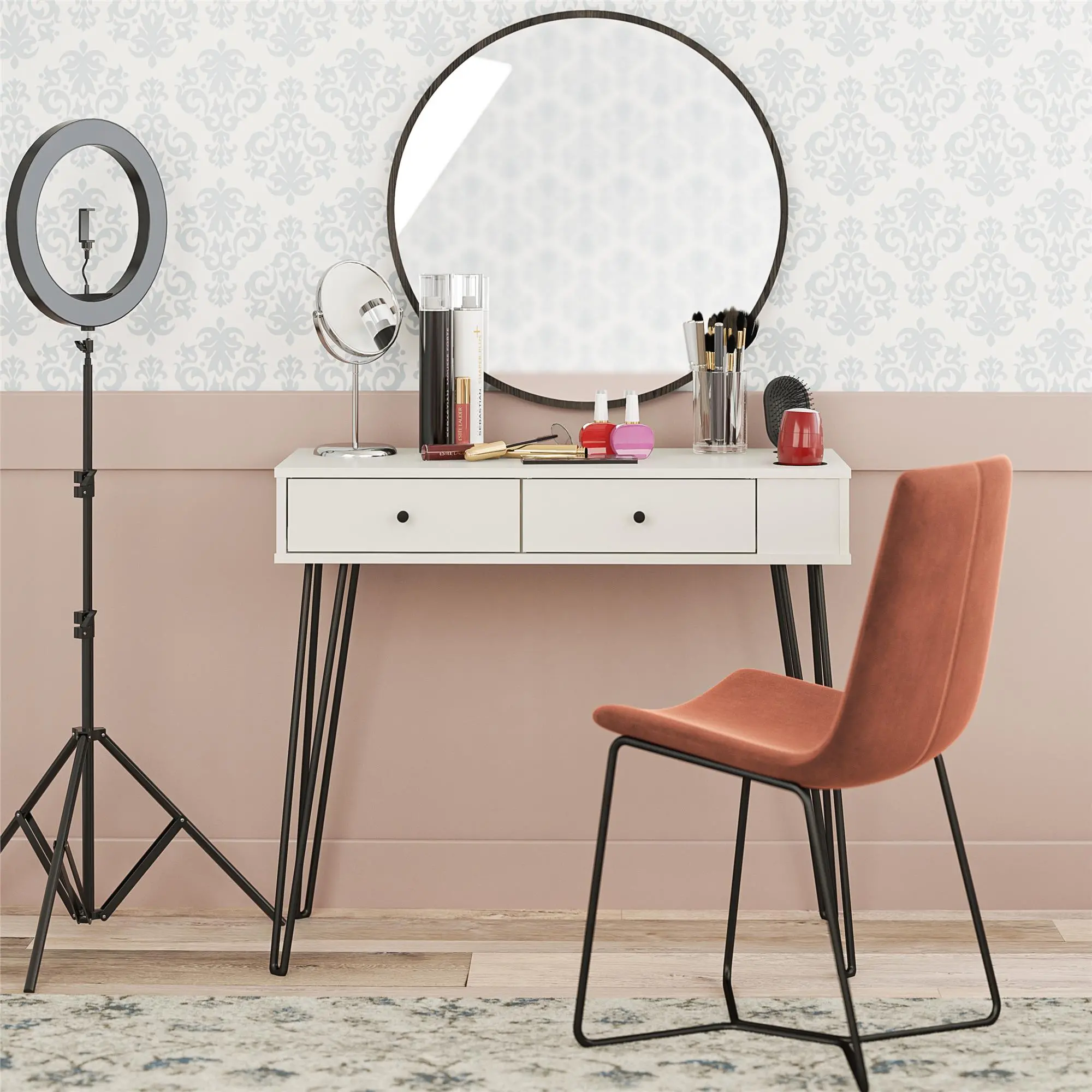 Kimberly White Vanity with Drawers-2