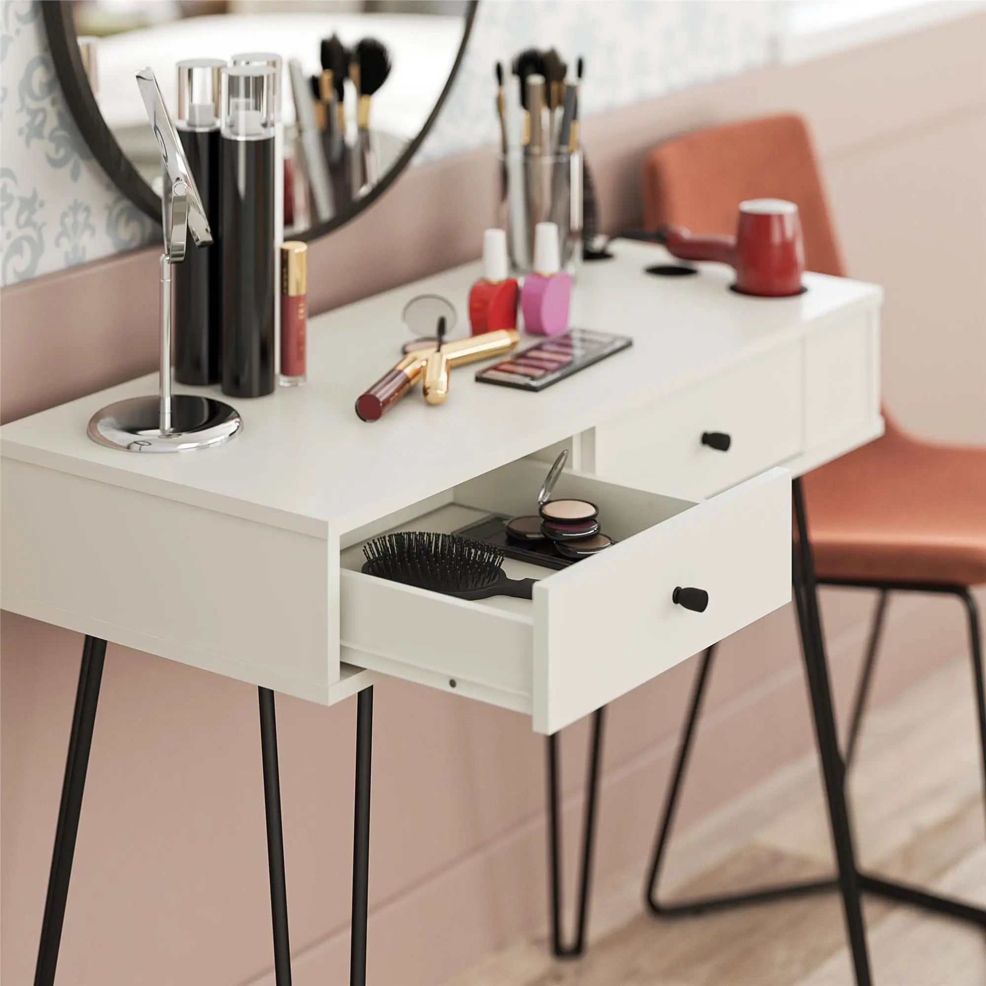 Kimberly White Vanity with Drawers-3