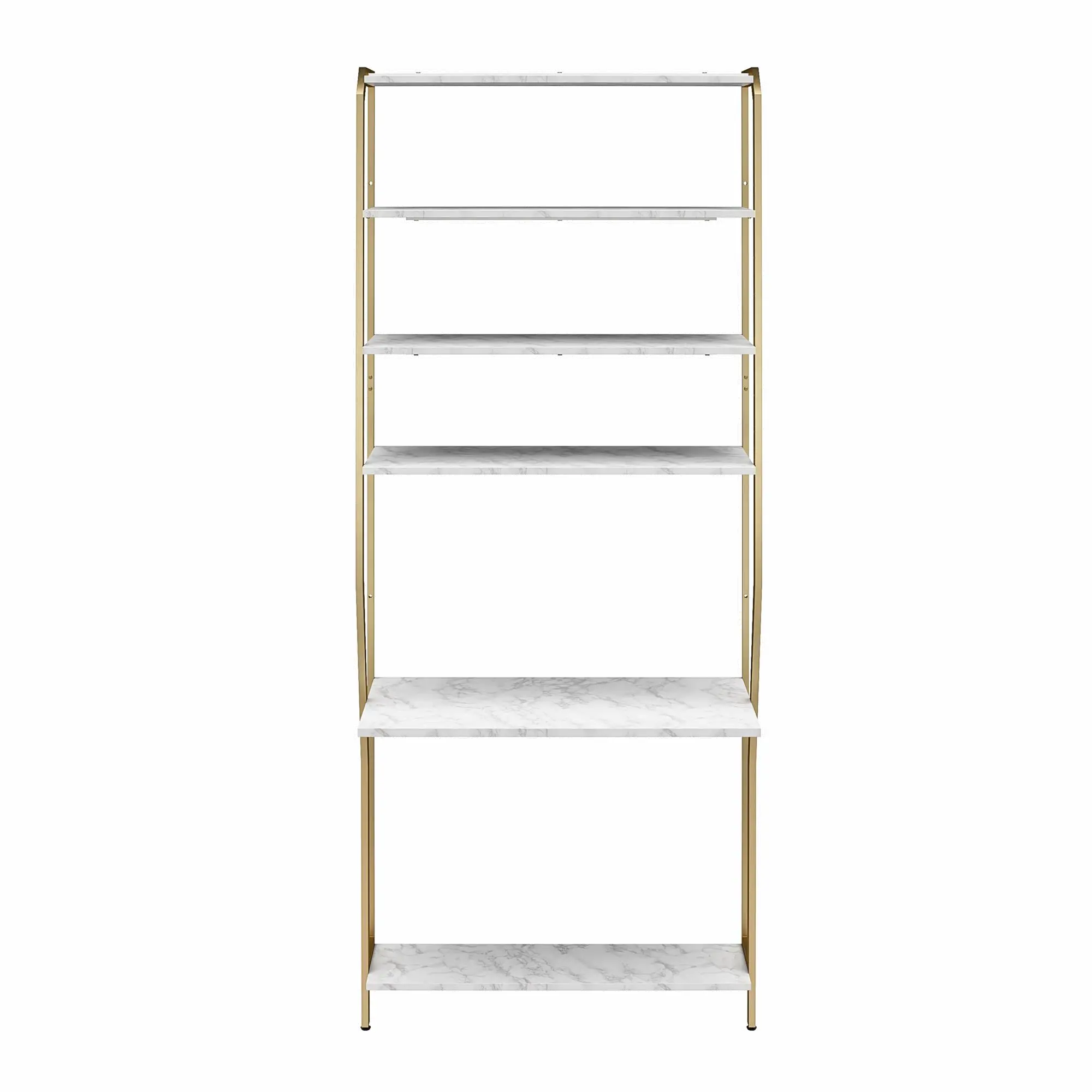Gwyneth White Marble Closet Vanity with Shelves-3