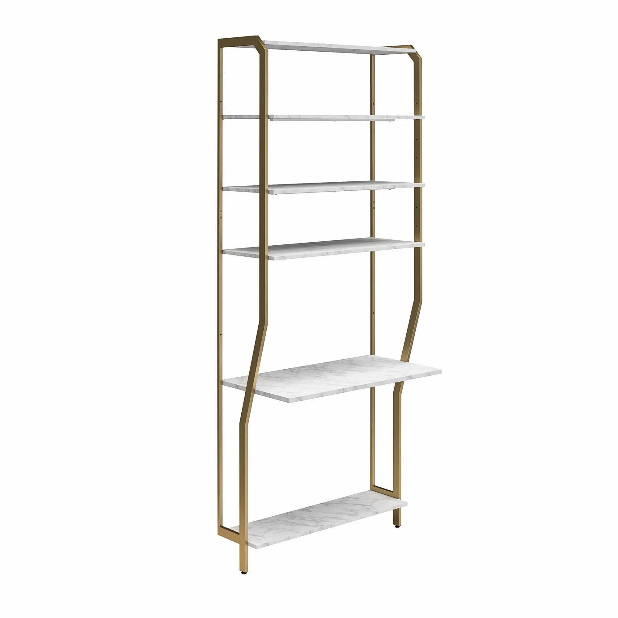 Gwyneth White Marble Closet Vanity with Shelves-4