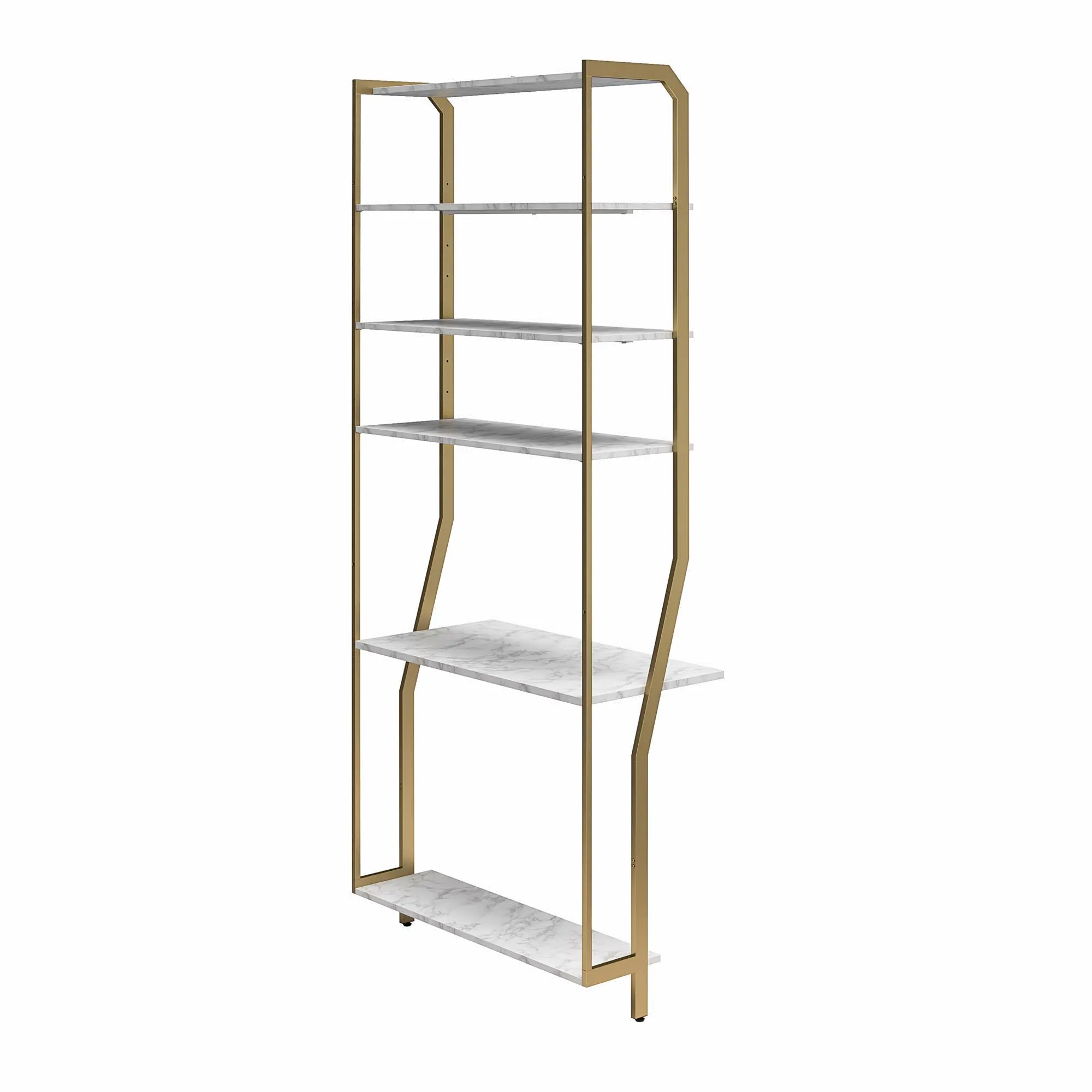 Gwyneth White Marble Closet Vanity with Shelves-5