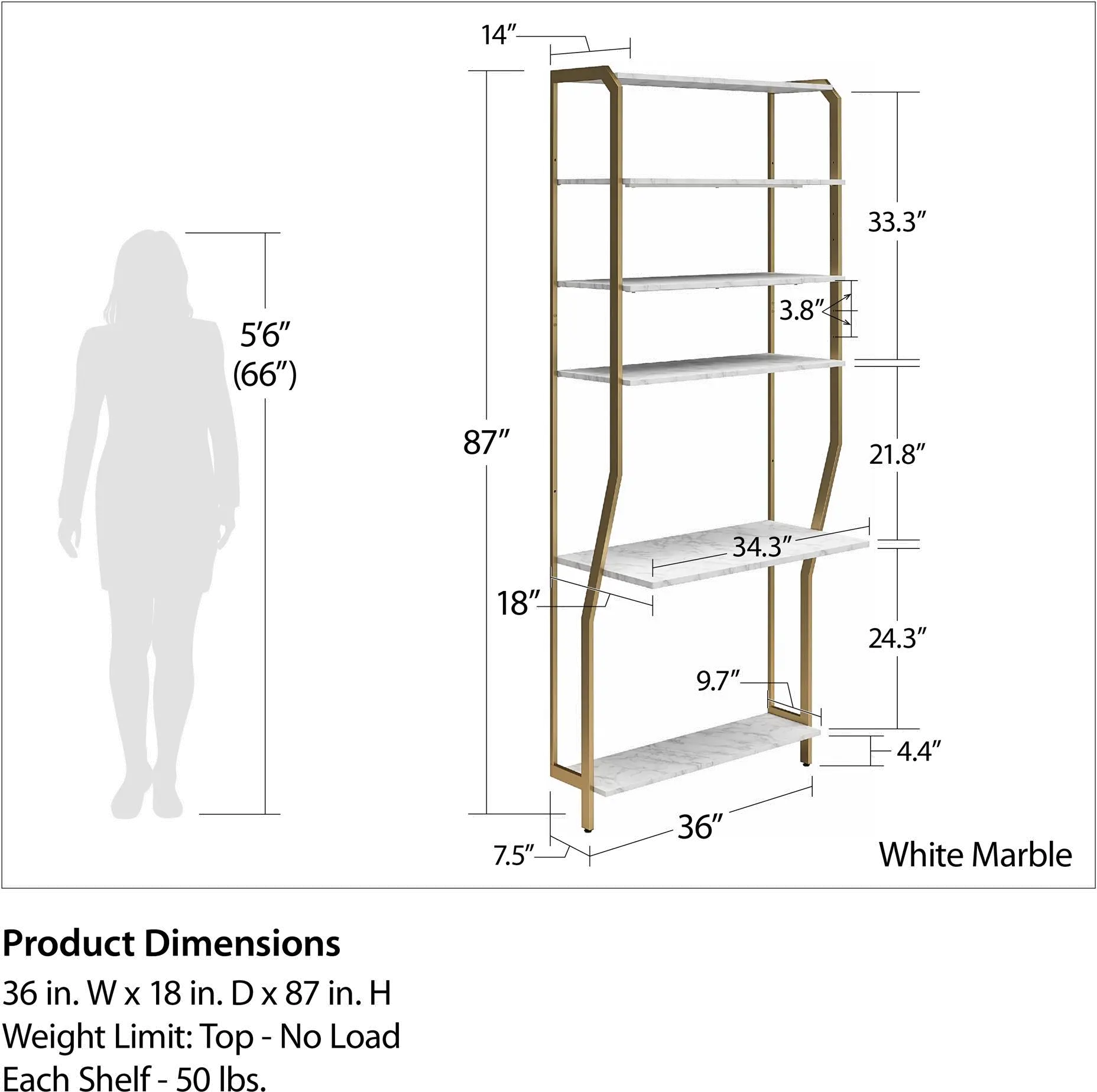 Gwyneth White Marble Closet Vanity with Shelves-6