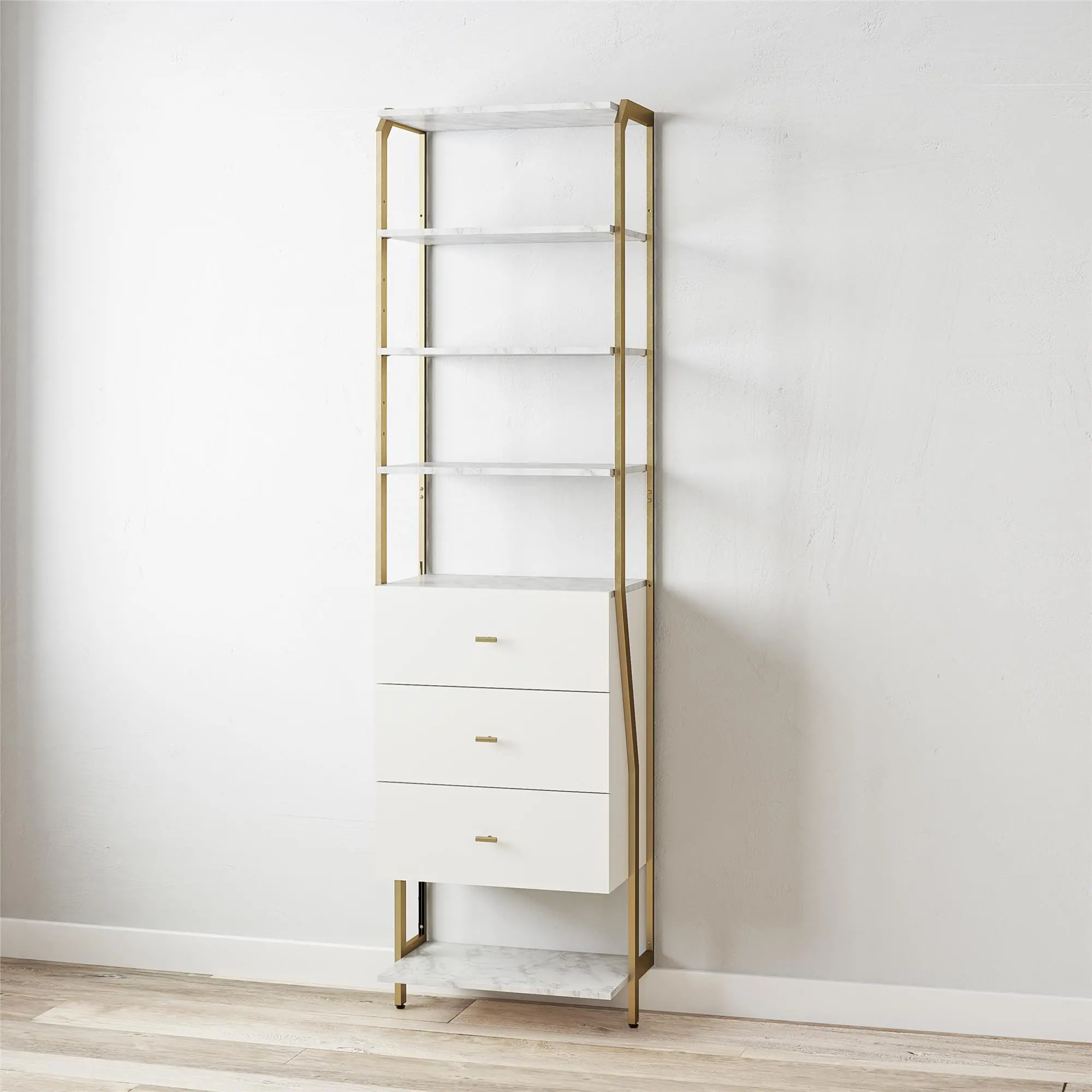 Gwyneth White Marble Closet Drawers & Shelves-2