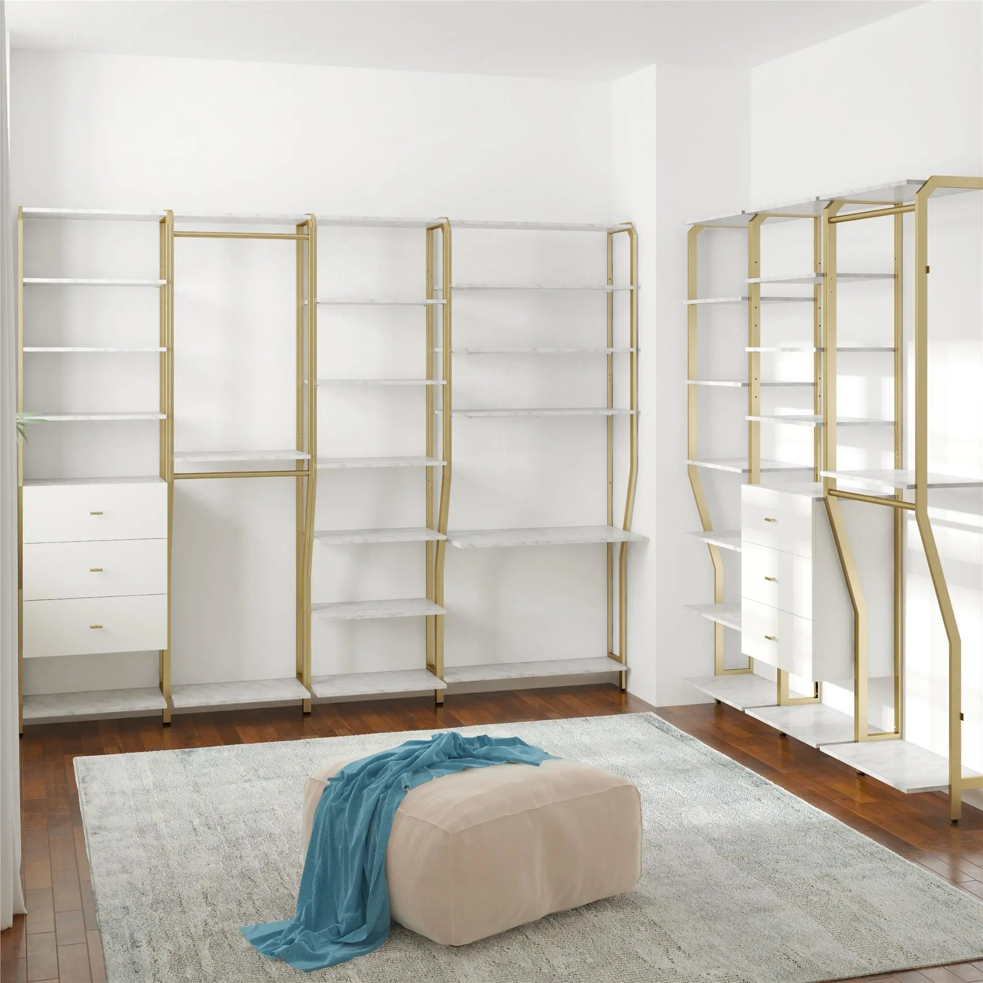 Gwyneth White Marble Closet Drawers & Shelves-3