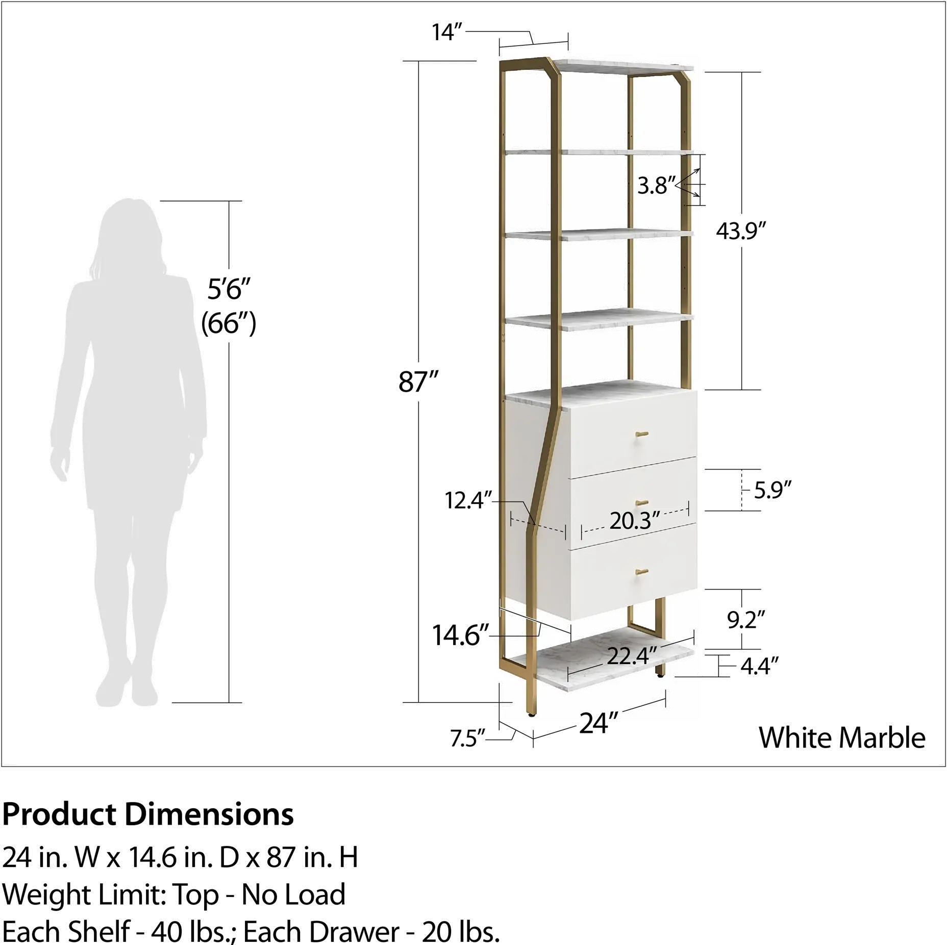 Gwyneth White Marble Closet Drawers & Shelves-1