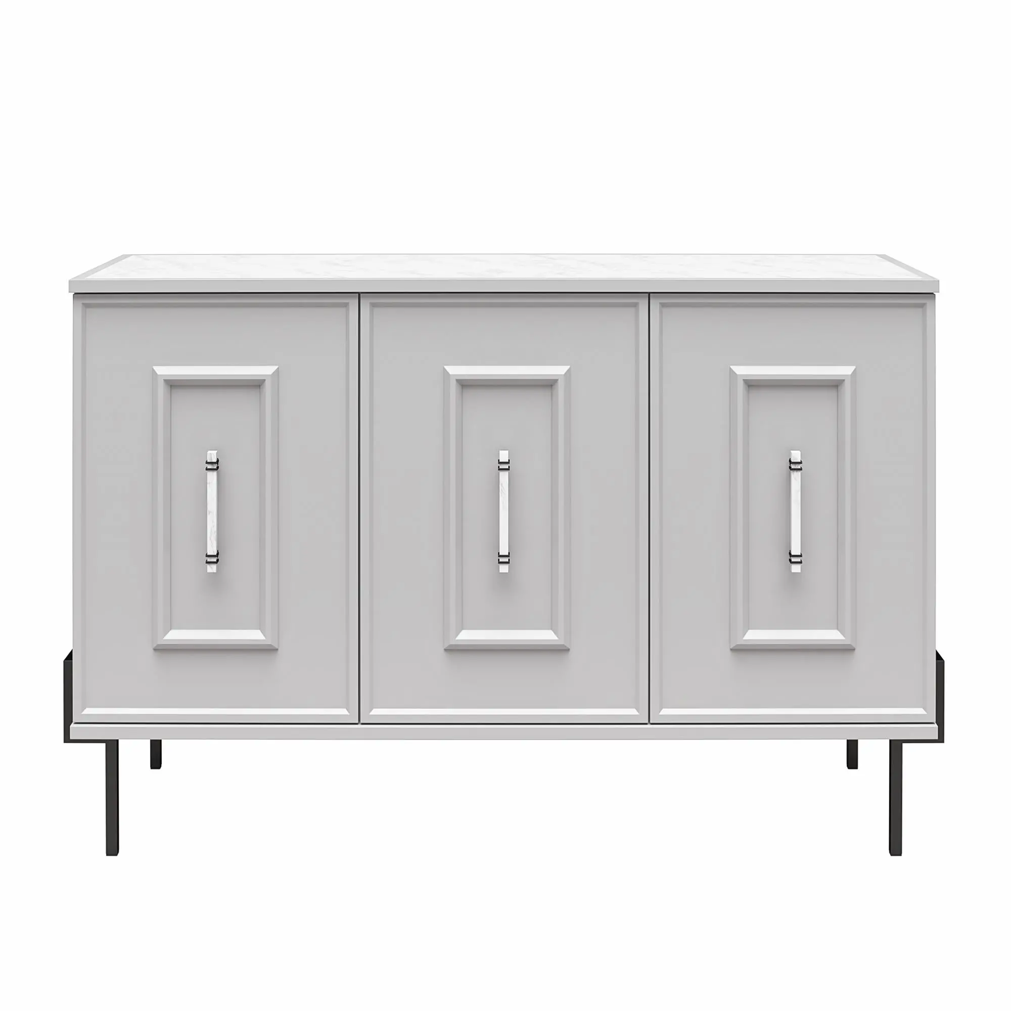 Liberty Dove Gray 3-Door Accent Cabinet with Marble Top-3