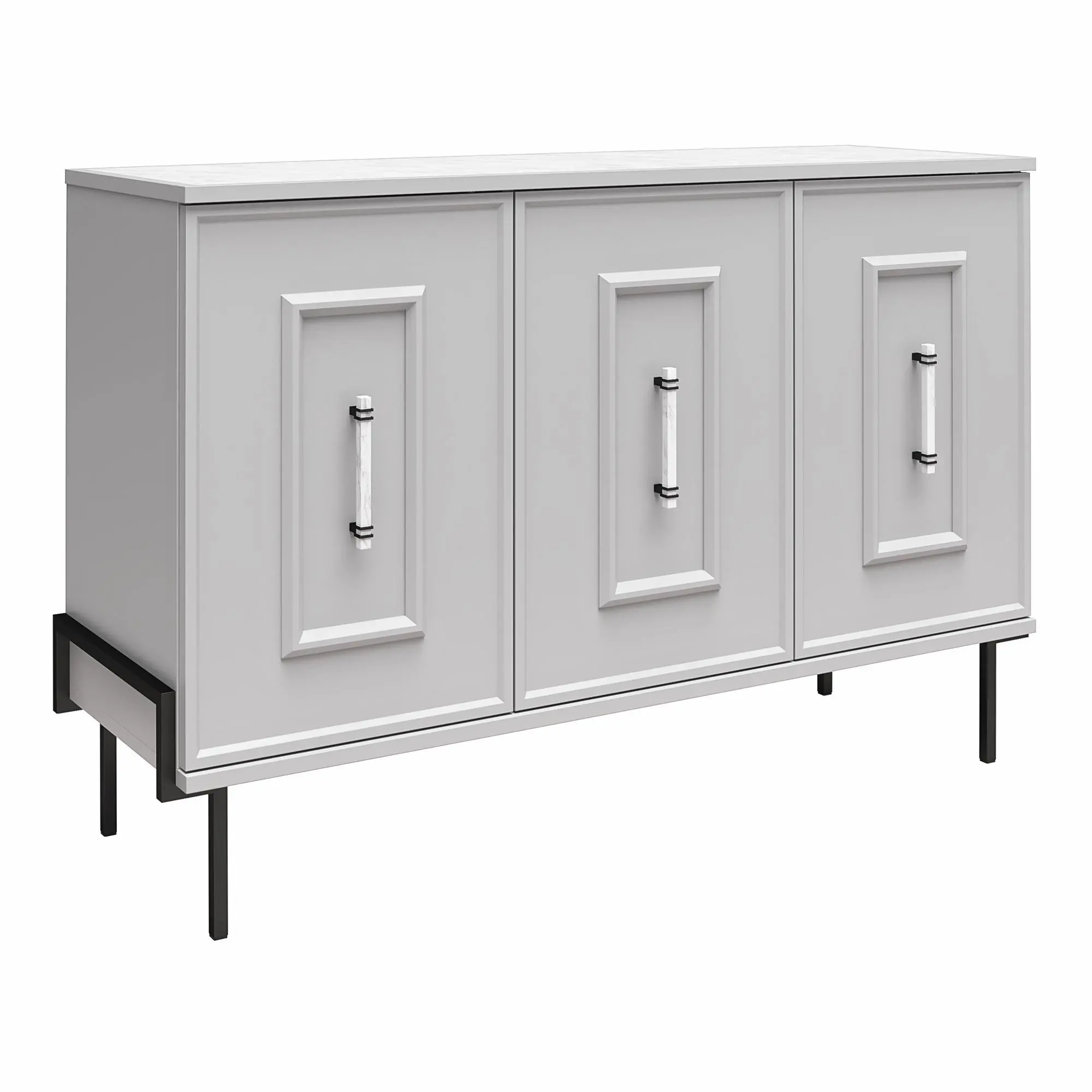 Liberty Dove Gray 3-Door Accent Cabinet with Marble Top-4