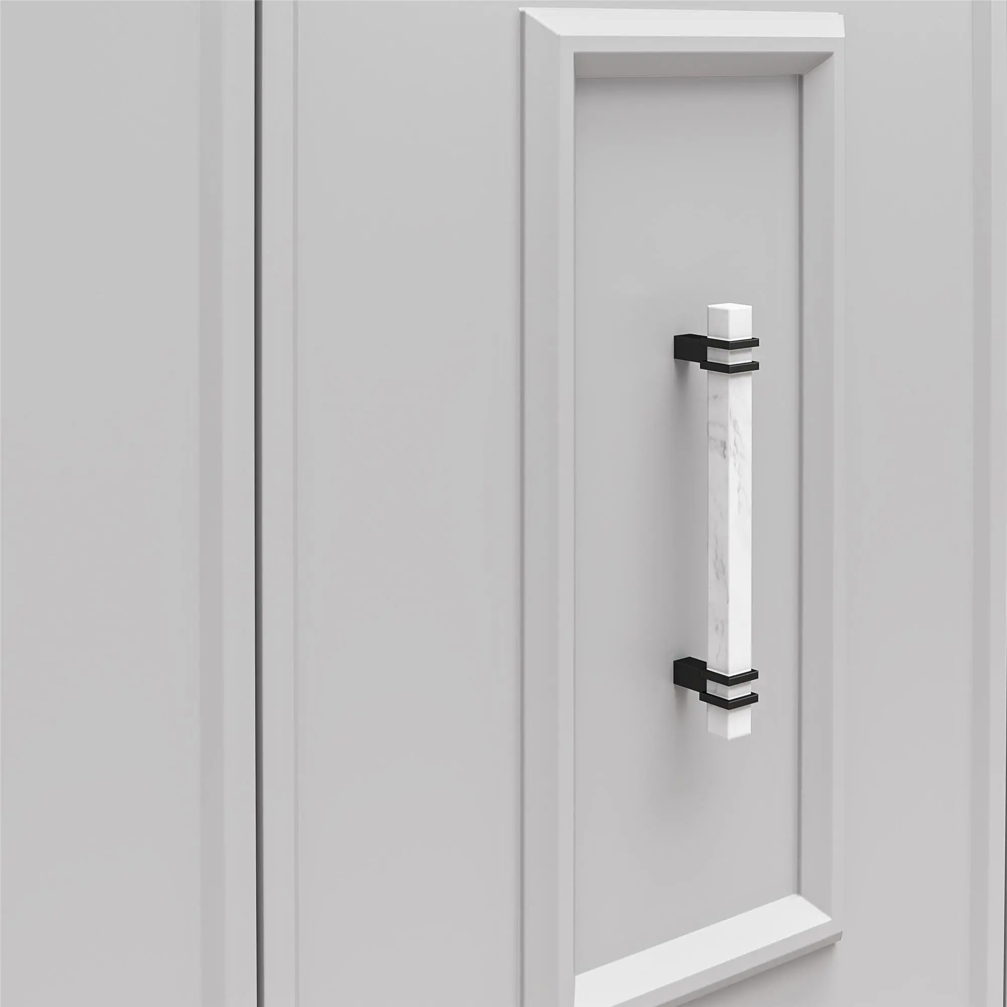 Liberty Dove Gray 3-Door Accent Cabinet with Marble Top-1