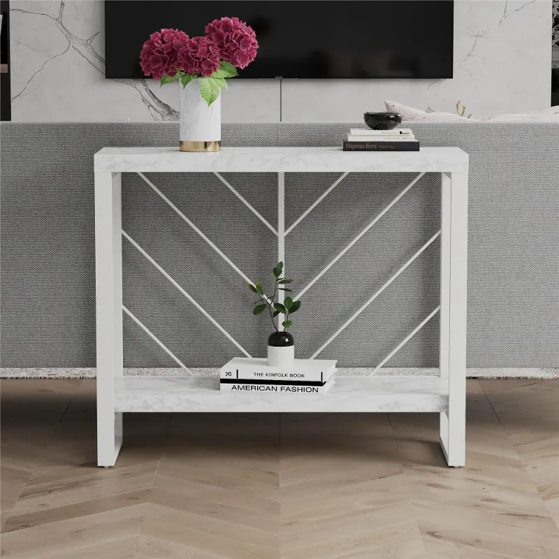 Brielle White Marble Console Table