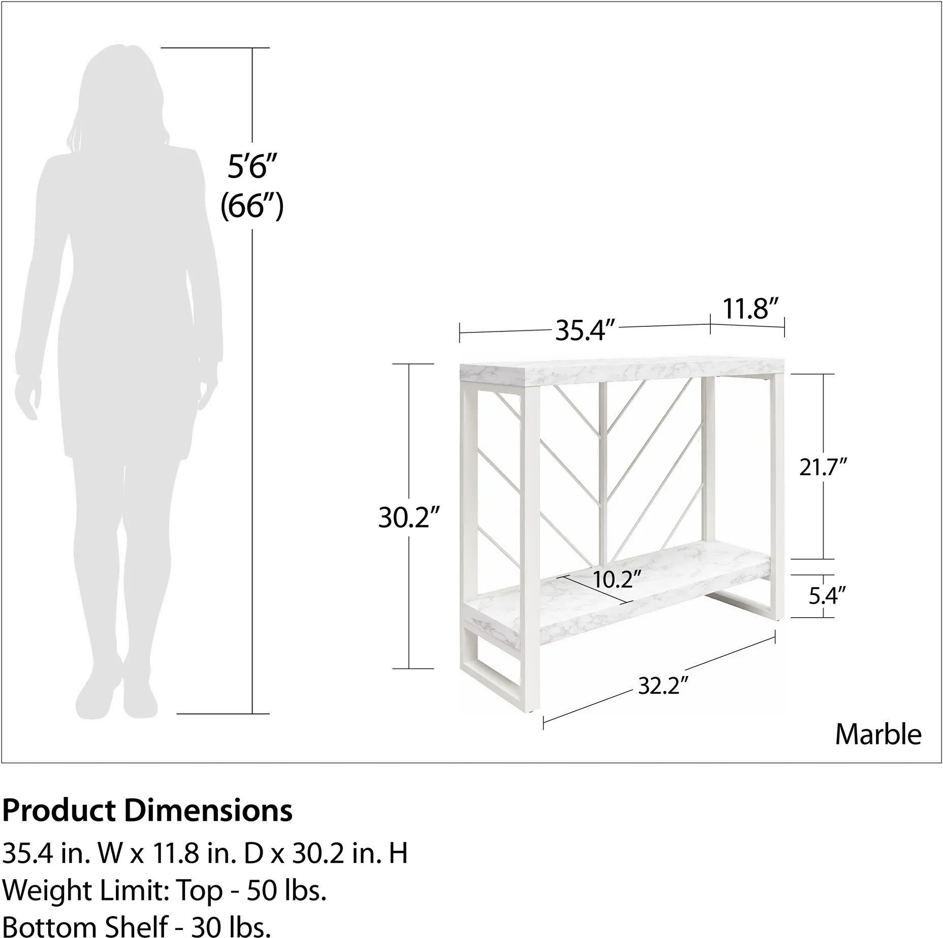 Brielle White Marble Console Table-6