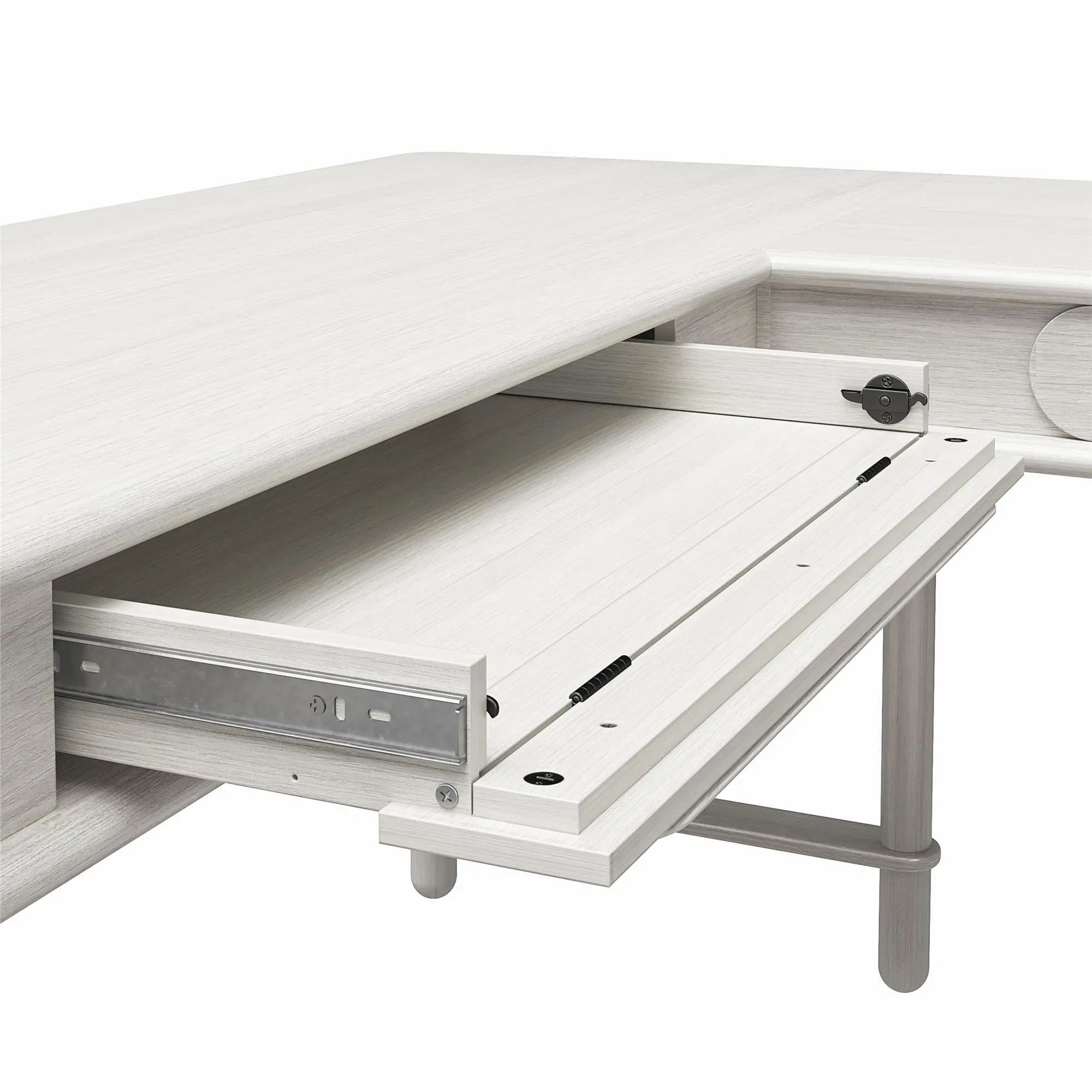 Selena Rustic White Lift-top L-Shaped Desk-8