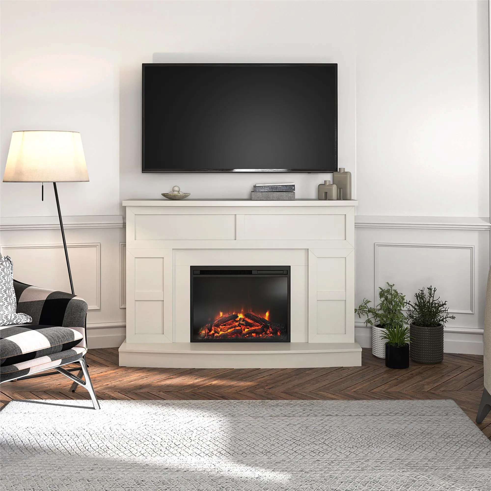 Barrow Creek White Mantel with Fireplace-2