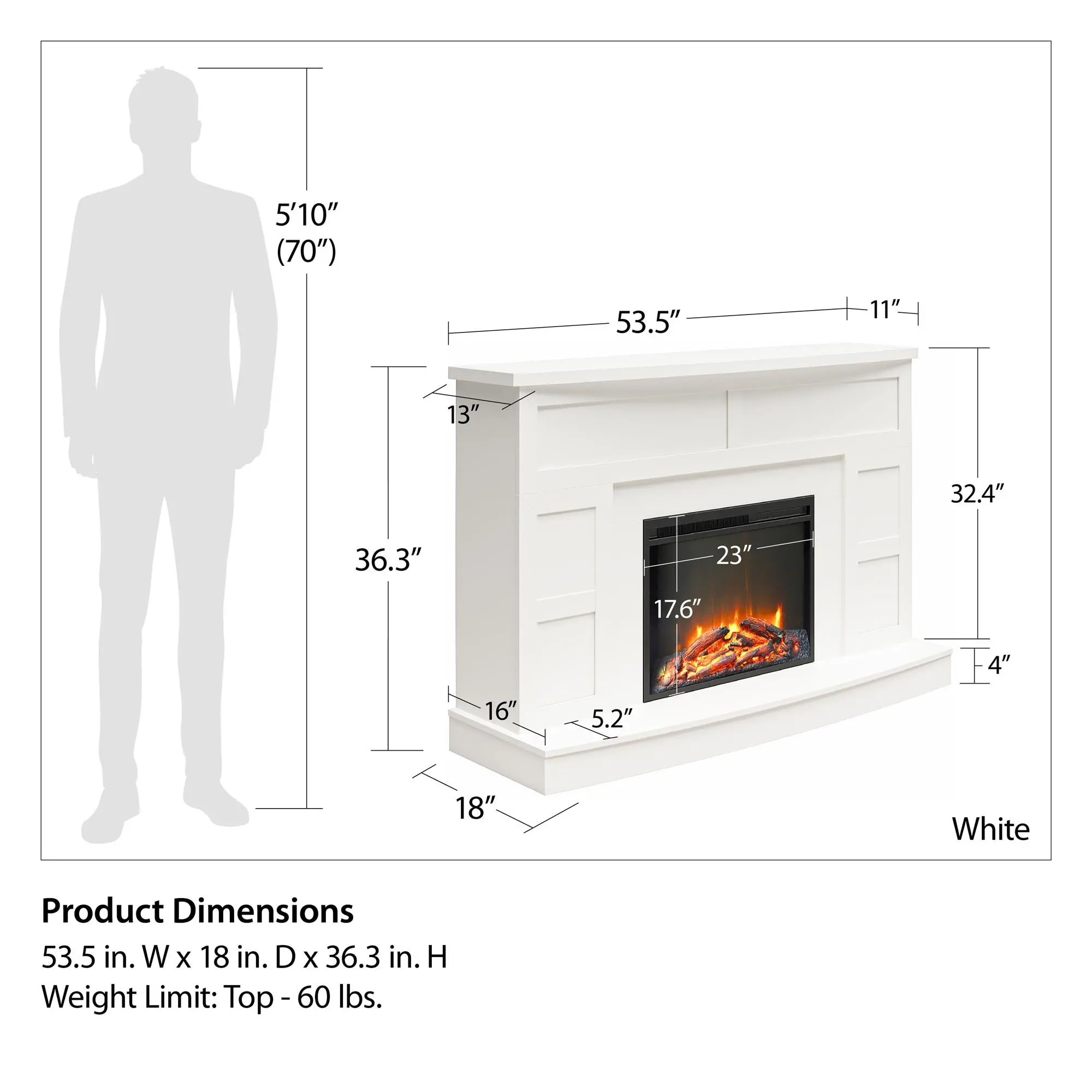 Barrow Creek White Mantel with Fireplace-3