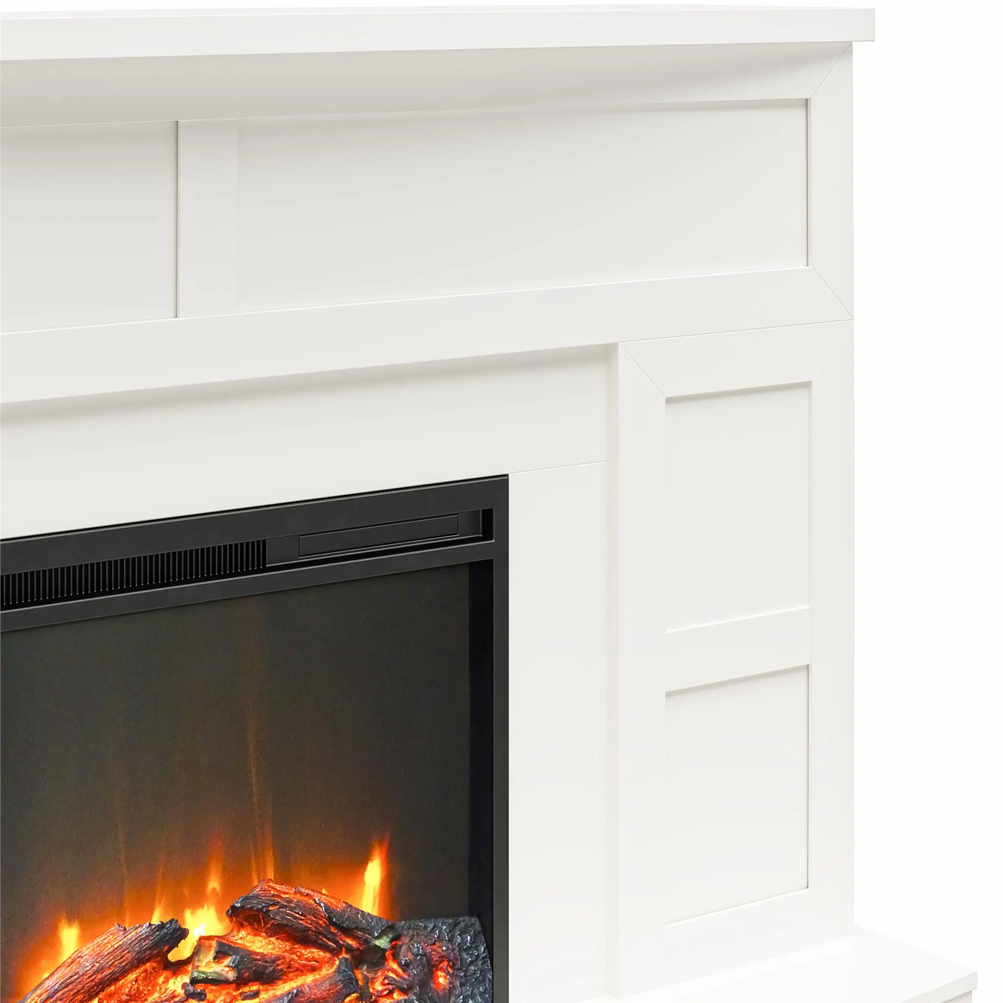 Barrow Creek White Mantel with Fireplace-5
