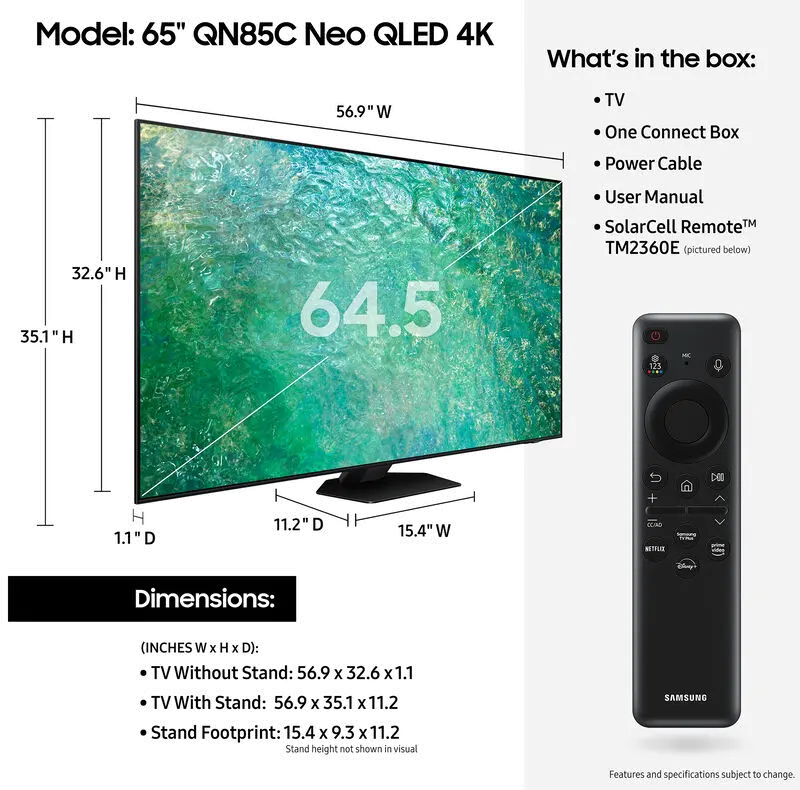 QN65QN85CAFXZA Samsung 65  QN85C Smart Neo QLED 4K UHD TV-5