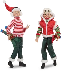 Assorted 16 Inch Skiing Posable Elf